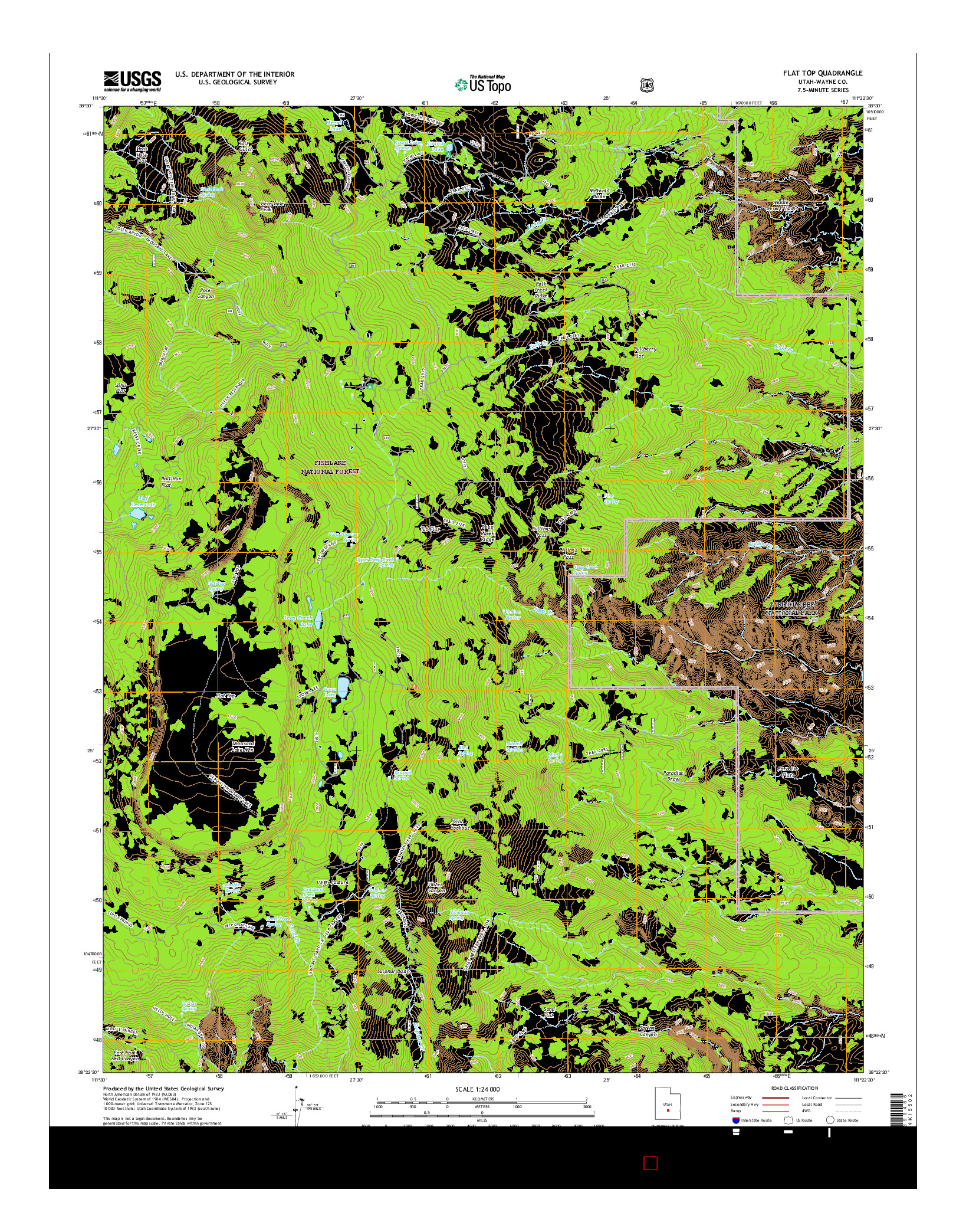 USGS US TOPO 7.5-MINUTE MAP FOR FLAT TOP, UT 2017