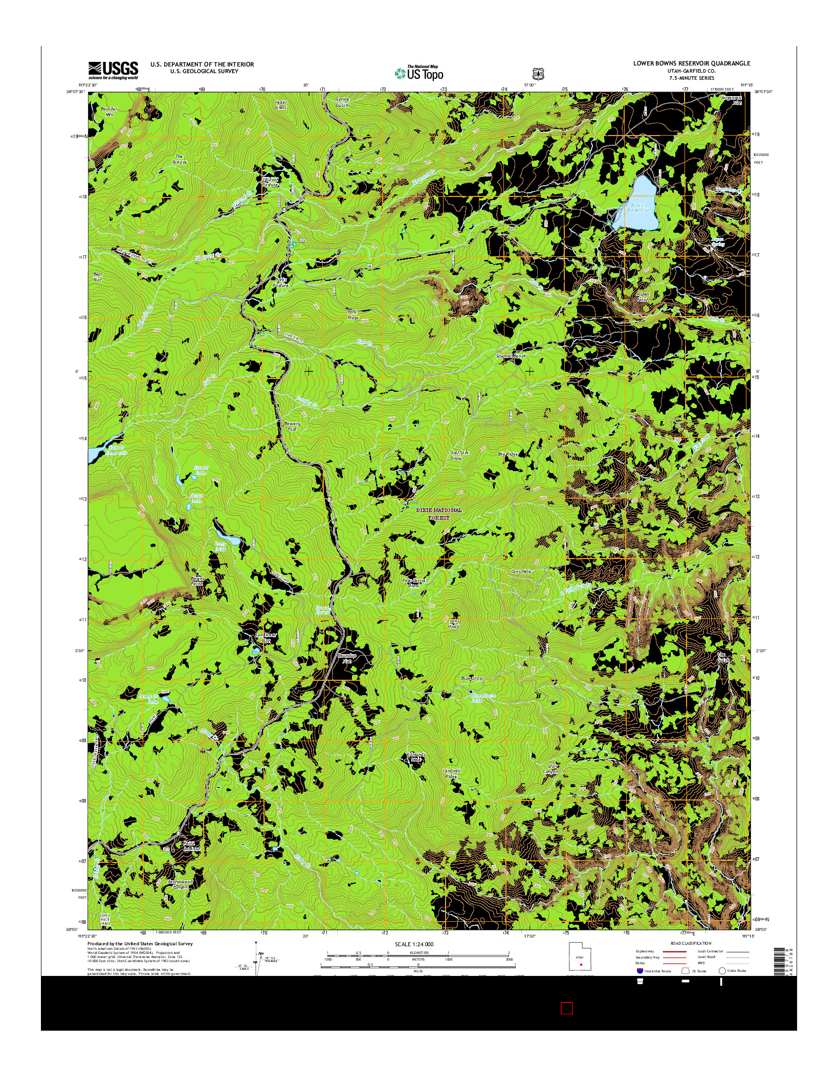 USGS US TOPO 7.5-MINUTE MAP FOR LOWER BOWNS RESERVOIR, UT 2017