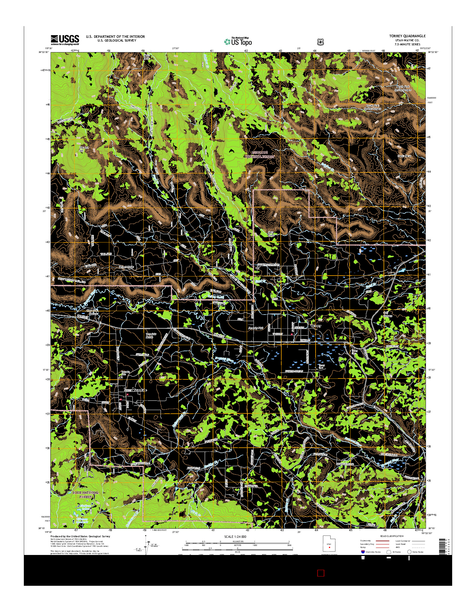 USGS US TOPO 7.5-MINUTE MAP FOR TORREY, UT 2017