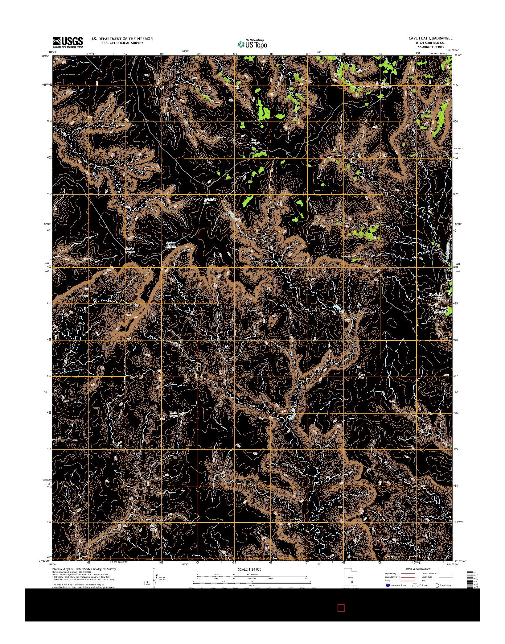 USGS US TOPO 7.5-MINUTE MAP FOR CAVE FLAT, UT 2017