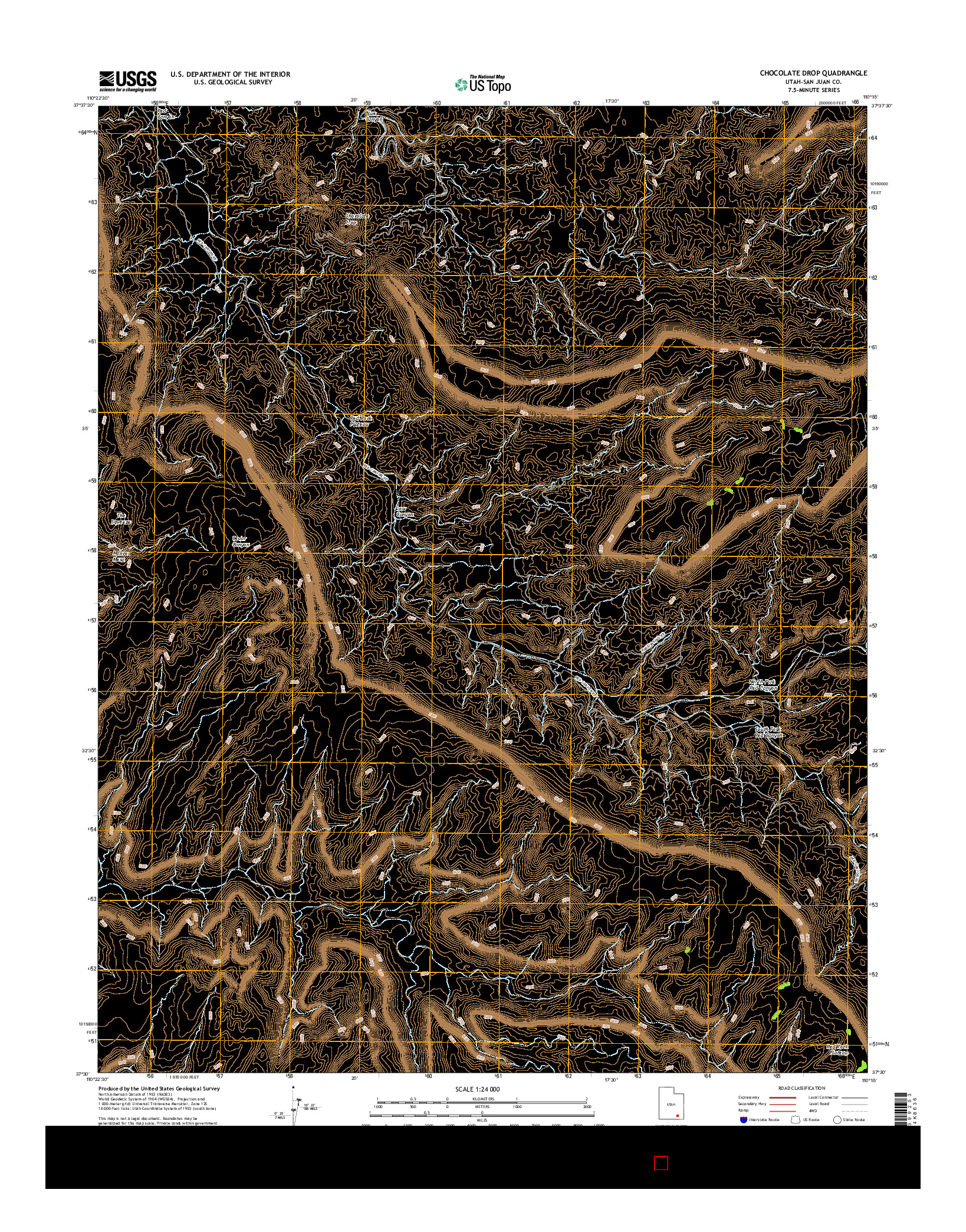 USGS US TOPO 7.5-MINUTE MAP FOR CHOCOLATE DROP, UT 2017