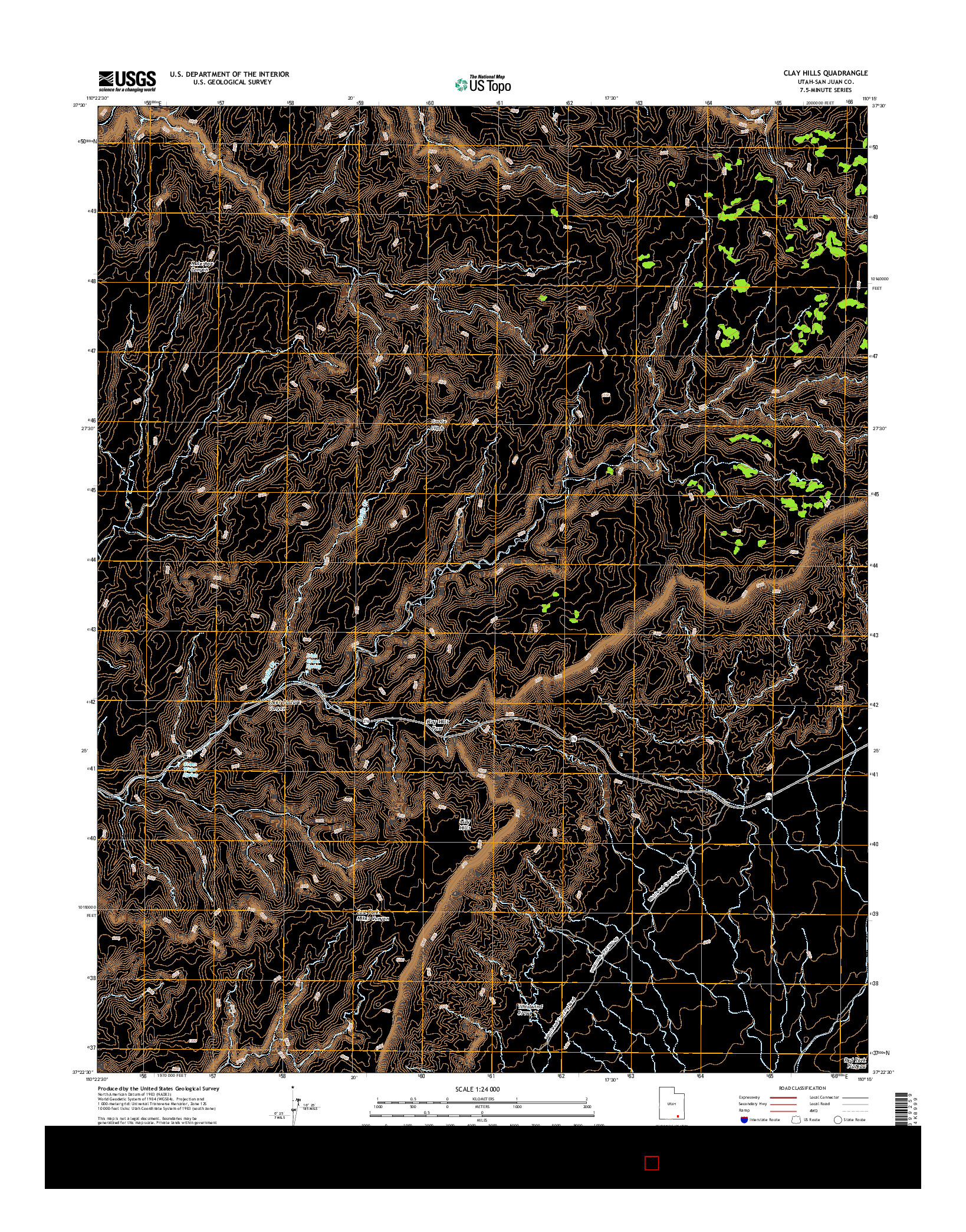 USGS US TOPO 7.5-MINUTE MAP FOR CLAY HILLS, UT 2017