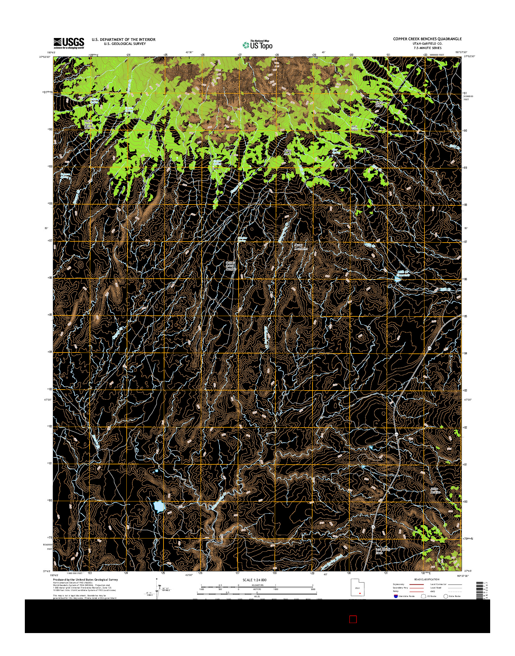 USGS US TOPO 7.5-MINUTE MAP FOR COPPER CREEK BENCHES, UT 2017