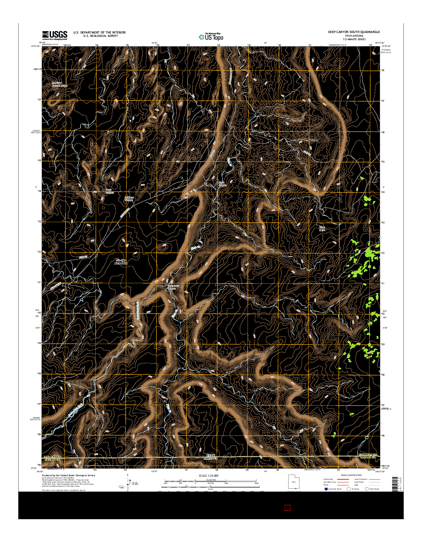 USGS US TOPO 7.5-MINUTE MAP FOR DEEP CANYON SOUTH, UT-AZ 2017