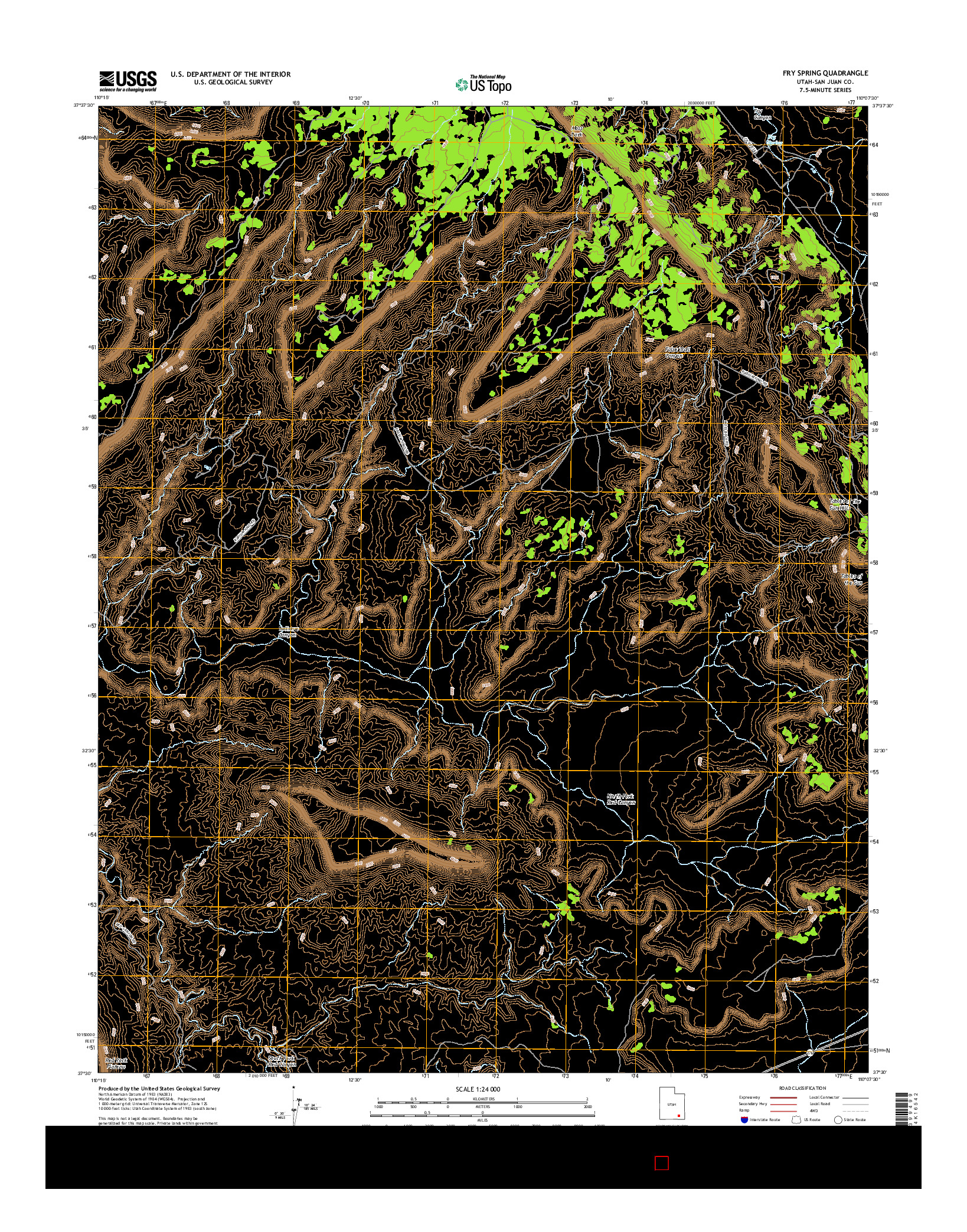 USGS US TOPO 7.5-MINUTE MAP FOR FRY SPRING, UT 2017