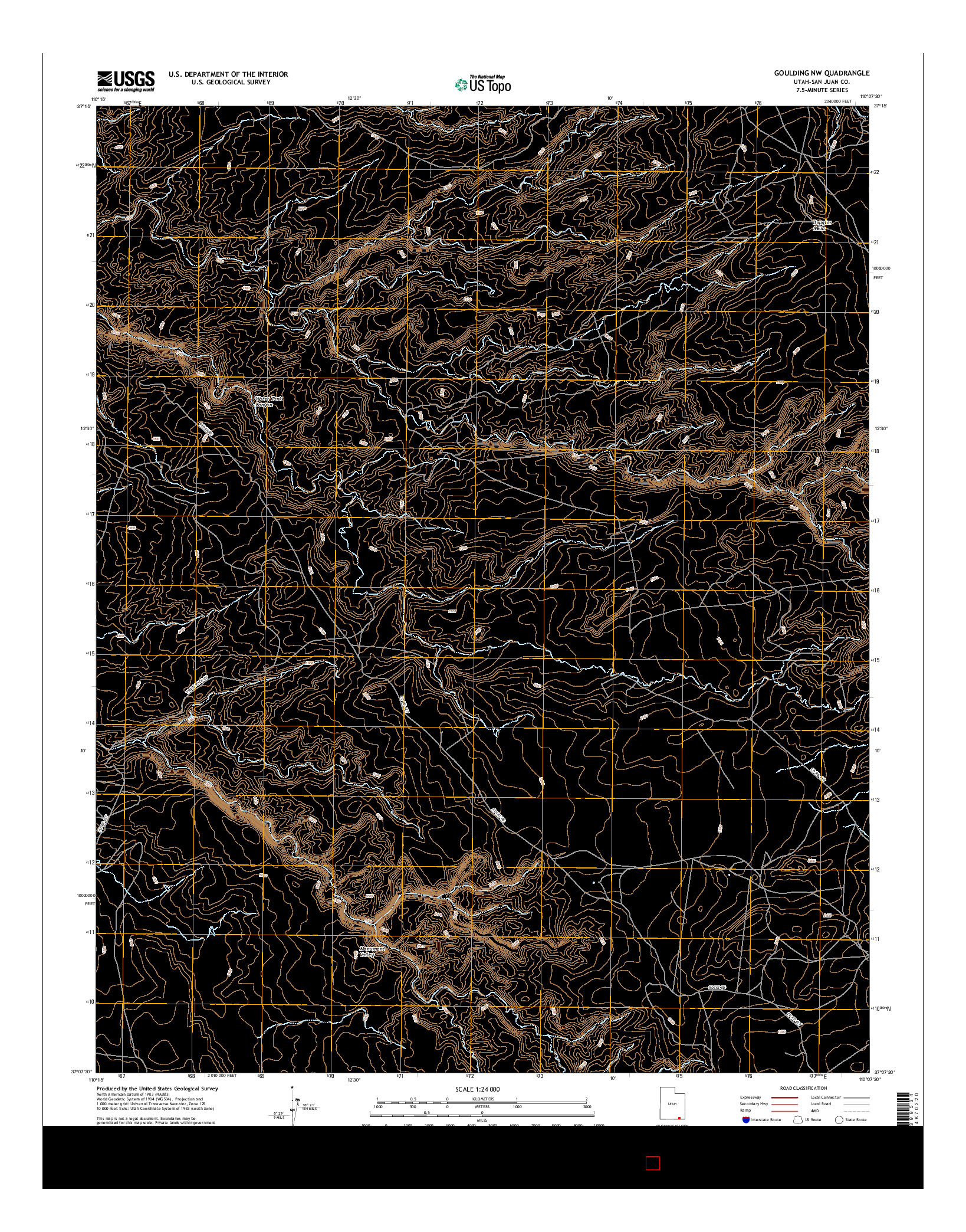 USGS US TOPO 7.5-MINUTE MAP FOR GOULDING NW, UT 2017