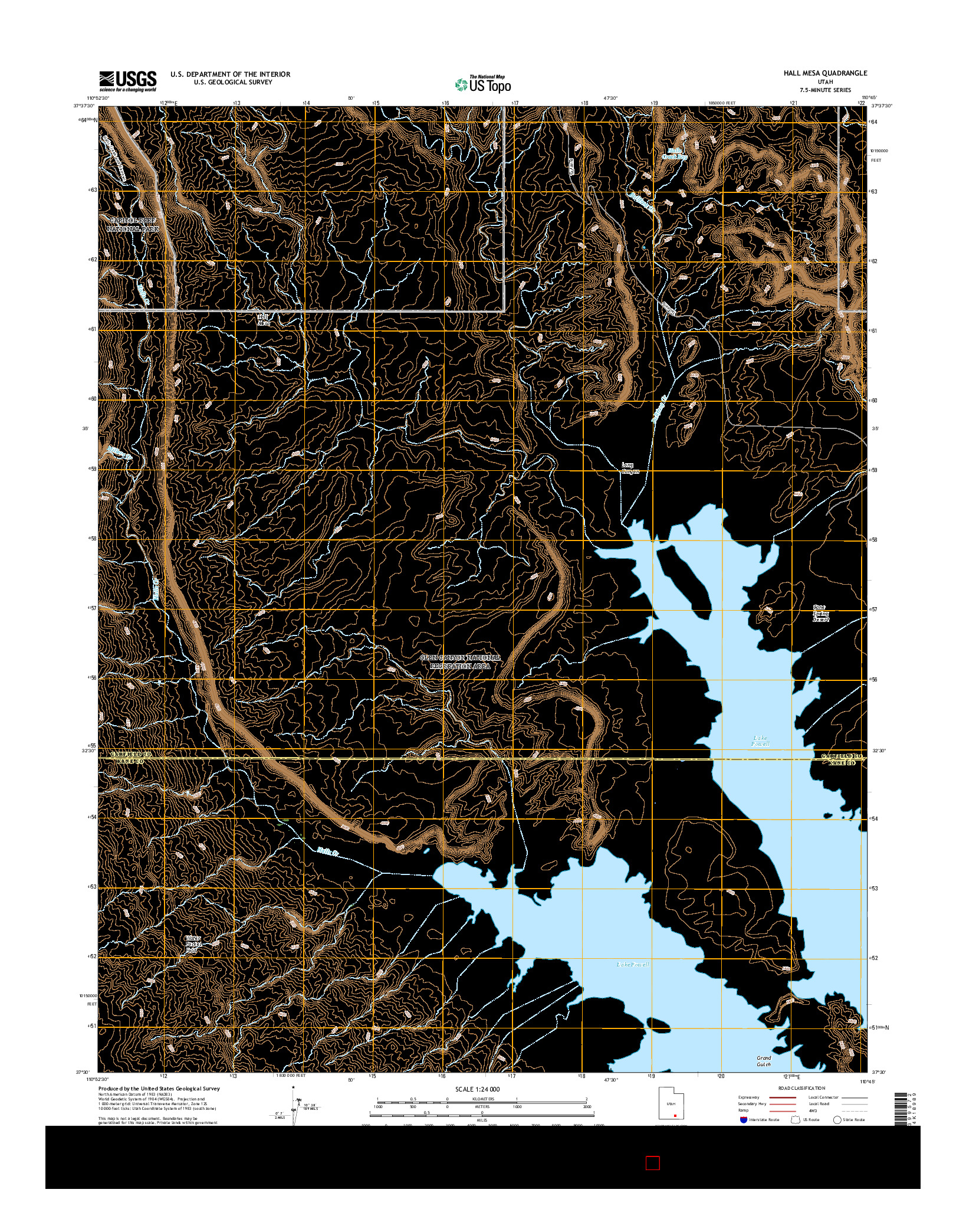 USGS US TOPO 7.5-MINUTE MAP FOR HALL MESA, UT 2017