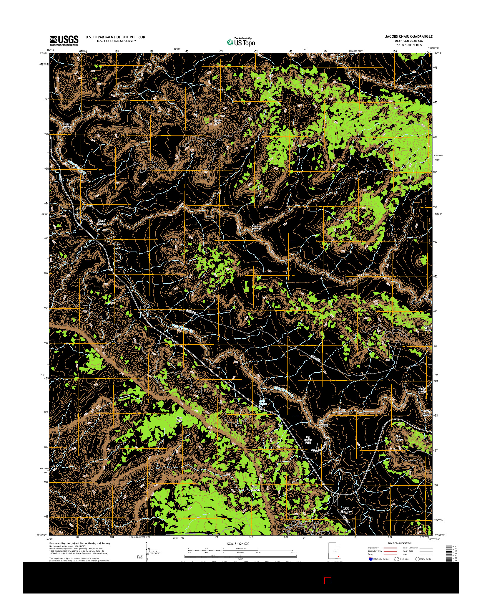 USGS US TOPO 7.5-MINUTE MAP FOR JACOBS CHAIR, UT 2017