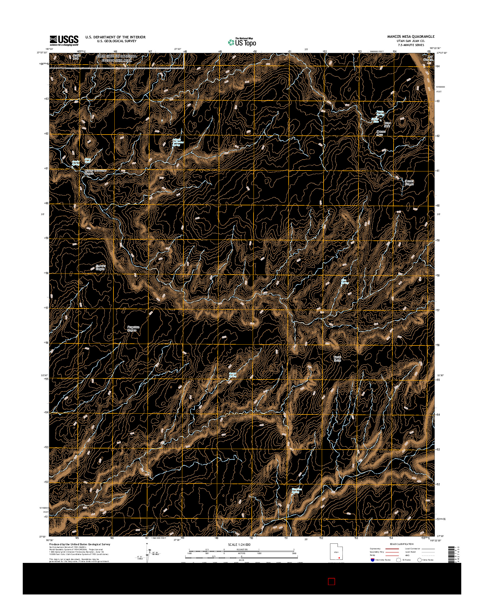 USGS US TOPO 7.5-MINUTE MAP FOR MANCOS MESA, UT 2017