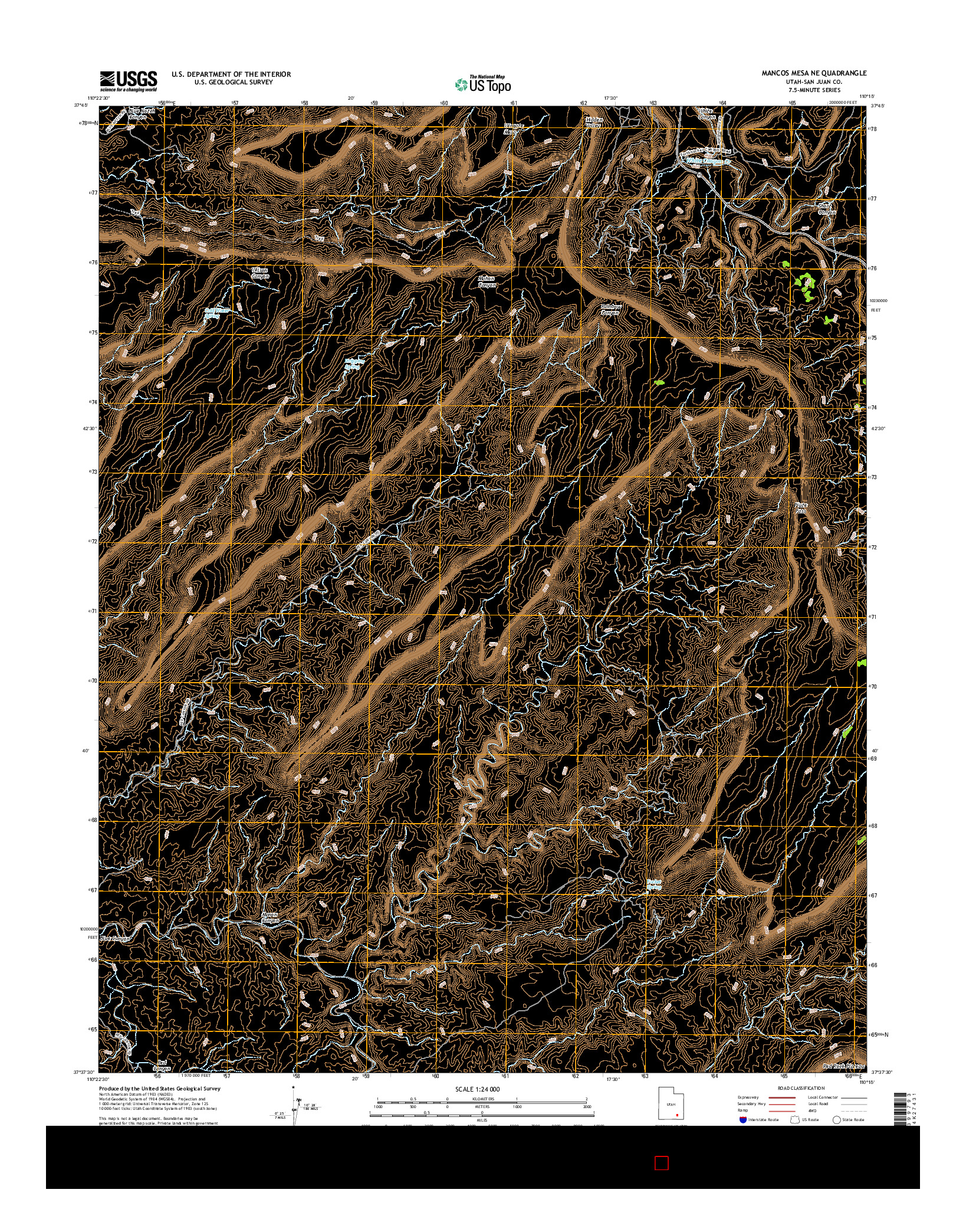 USGS US TOPO 7.5-MINUTE MAP FOR MANCOS MESA NE, UT 2017