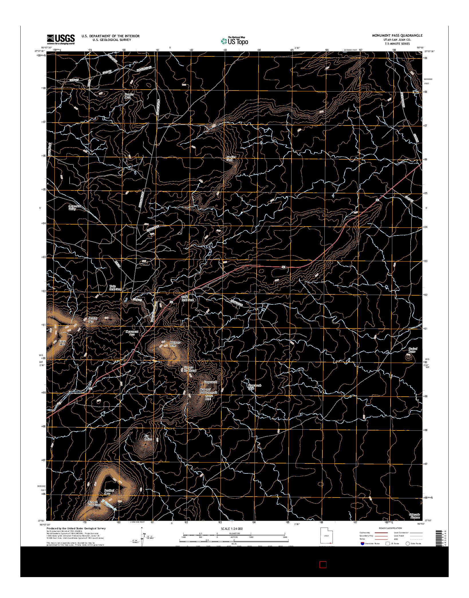 USGS US TOPO 7.5-MINUTE MAP FOR MONUMENT PASS, UT 2017