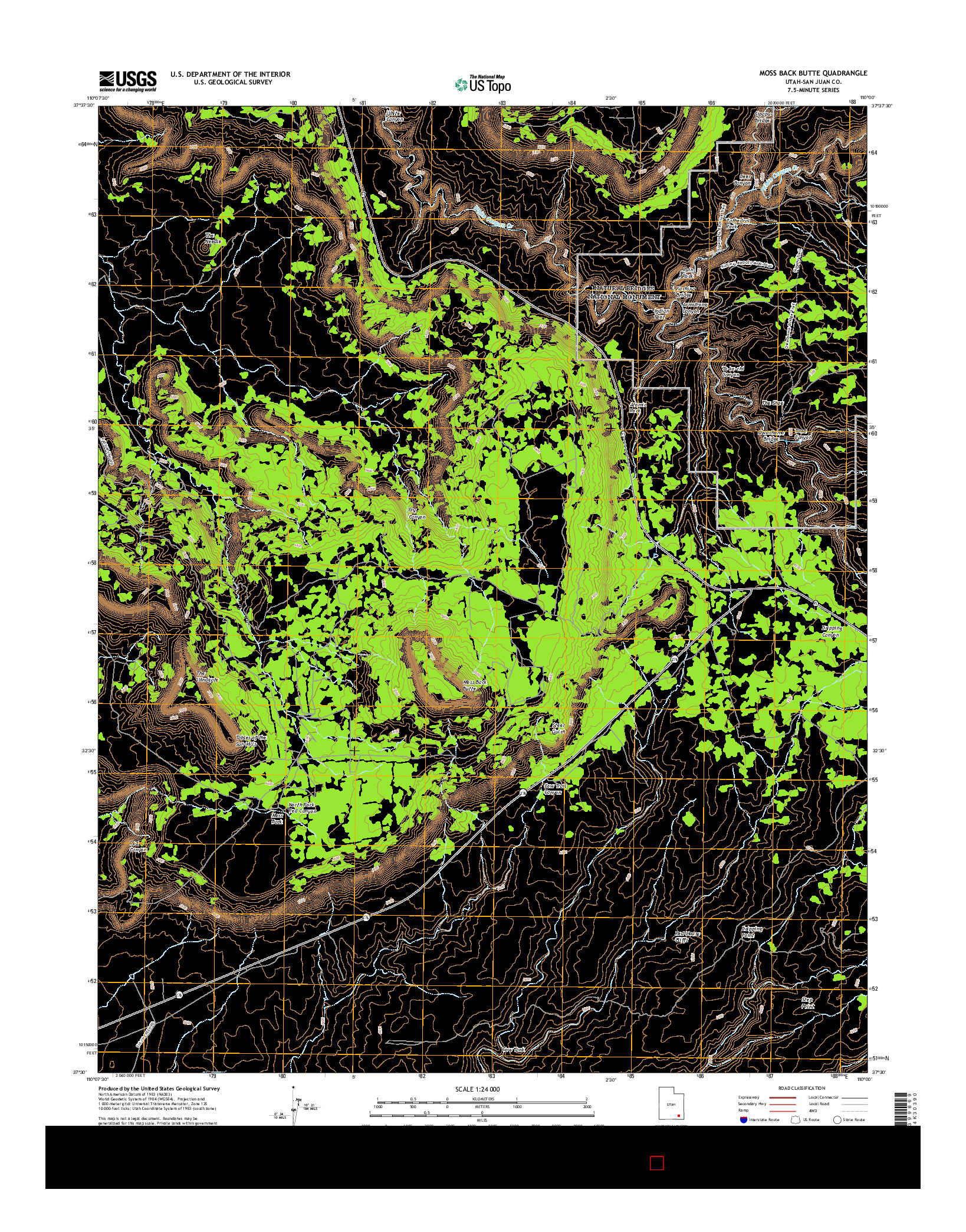 USGS US TOPO 7.5-MINUTE MAP FOR MOSS BACK BUTTE, UT 2017