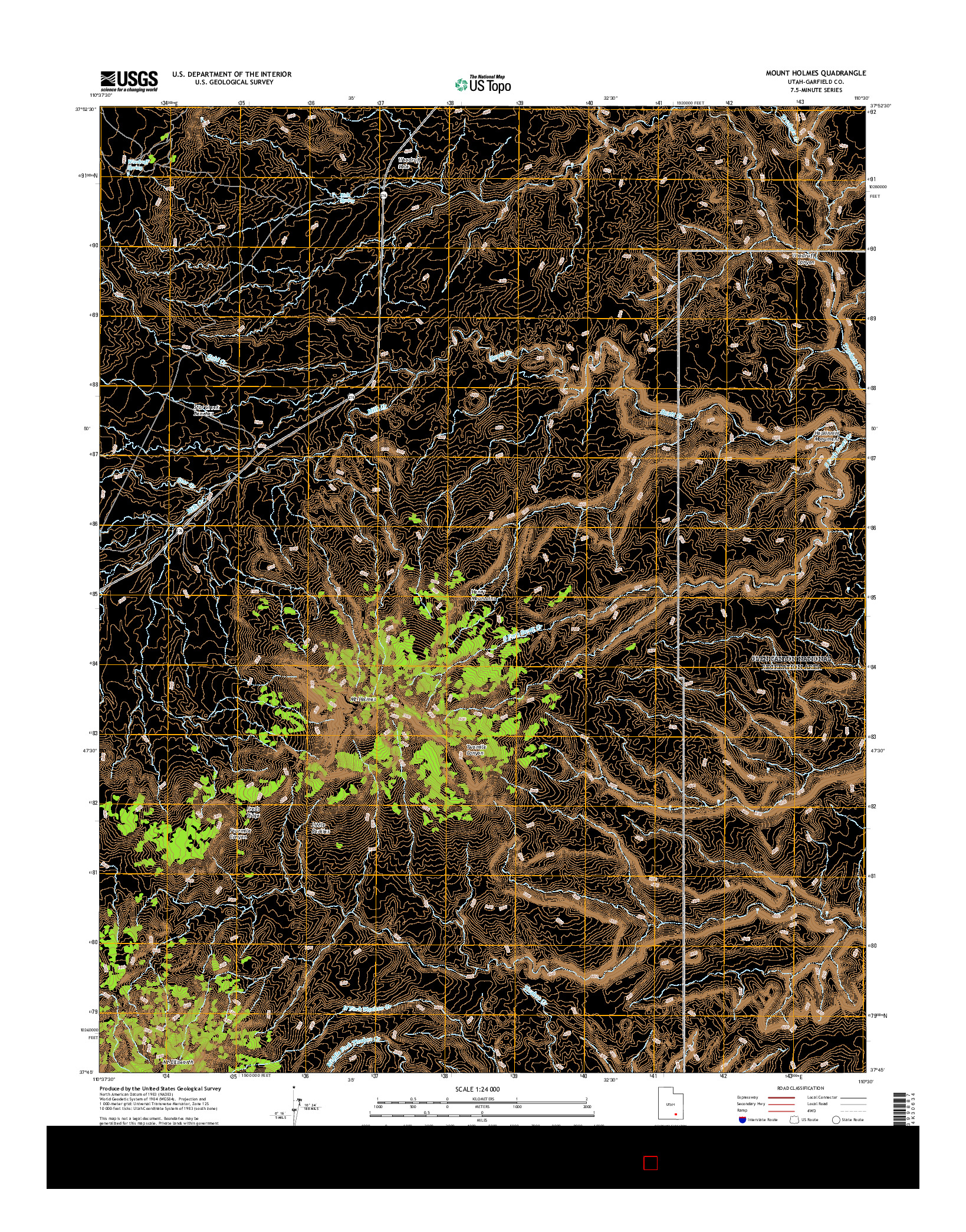 USGS US TOPO 7.5-MINUTE MAP FOR MOUNT HOLMES, UT 2017