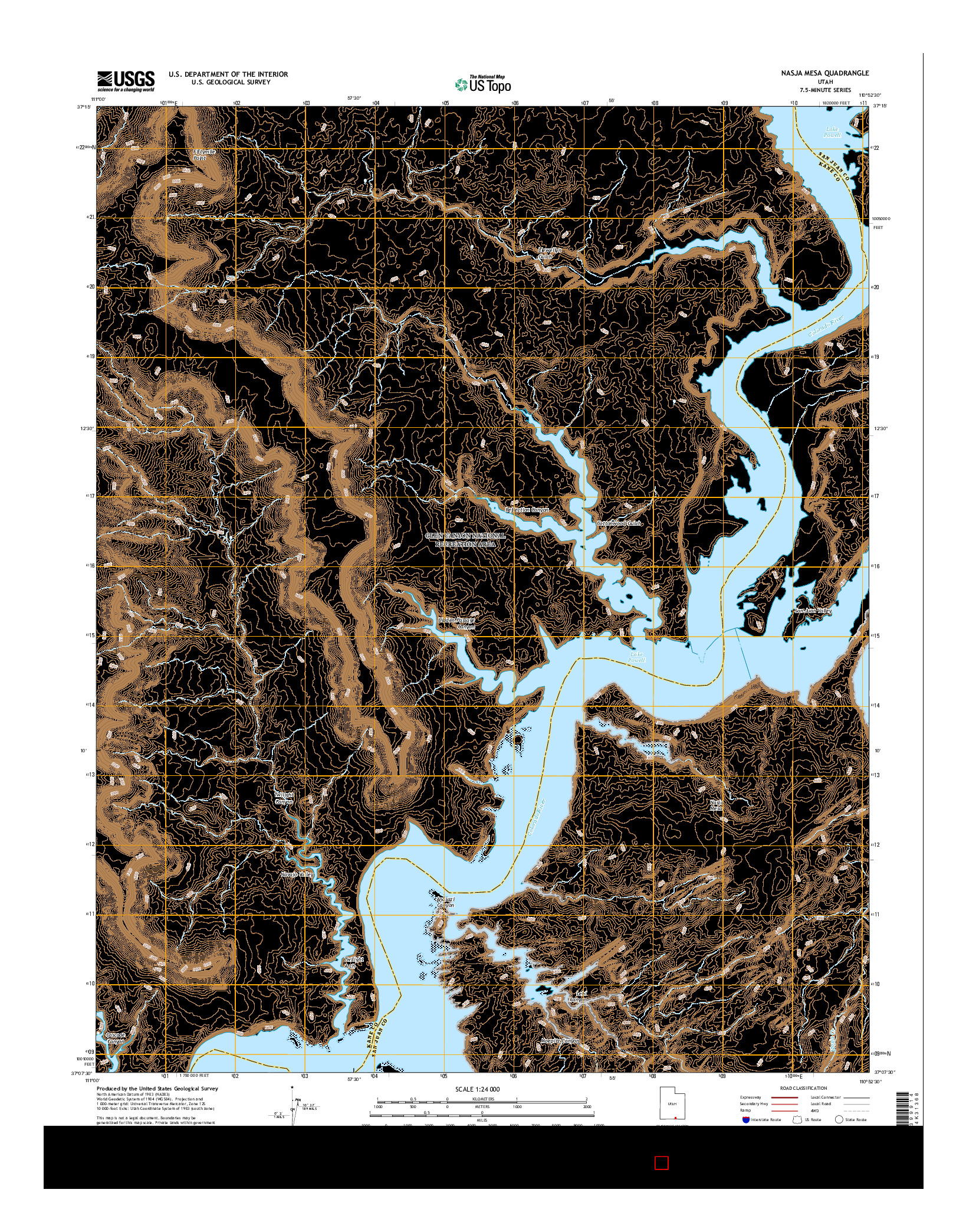 USGS US TOPO 7.5-MINUTE MAP FOR NASJA MESA, UT 2017