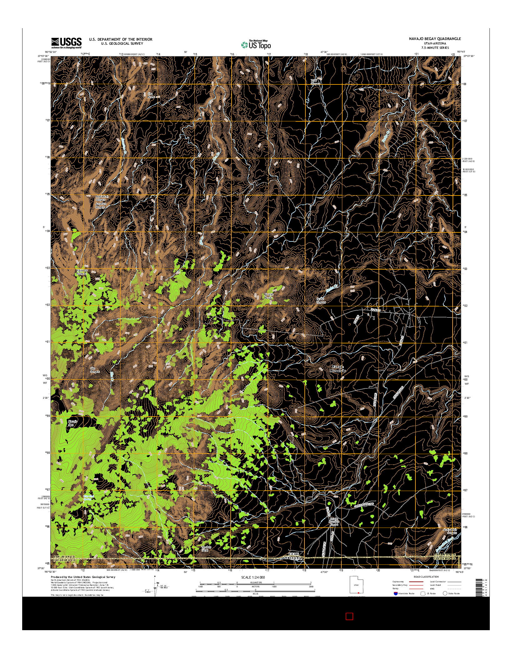 USGS US TOPO 7.5-MINUTE MAP FOR NAVAJO BEGAY, UT-AZ 2017