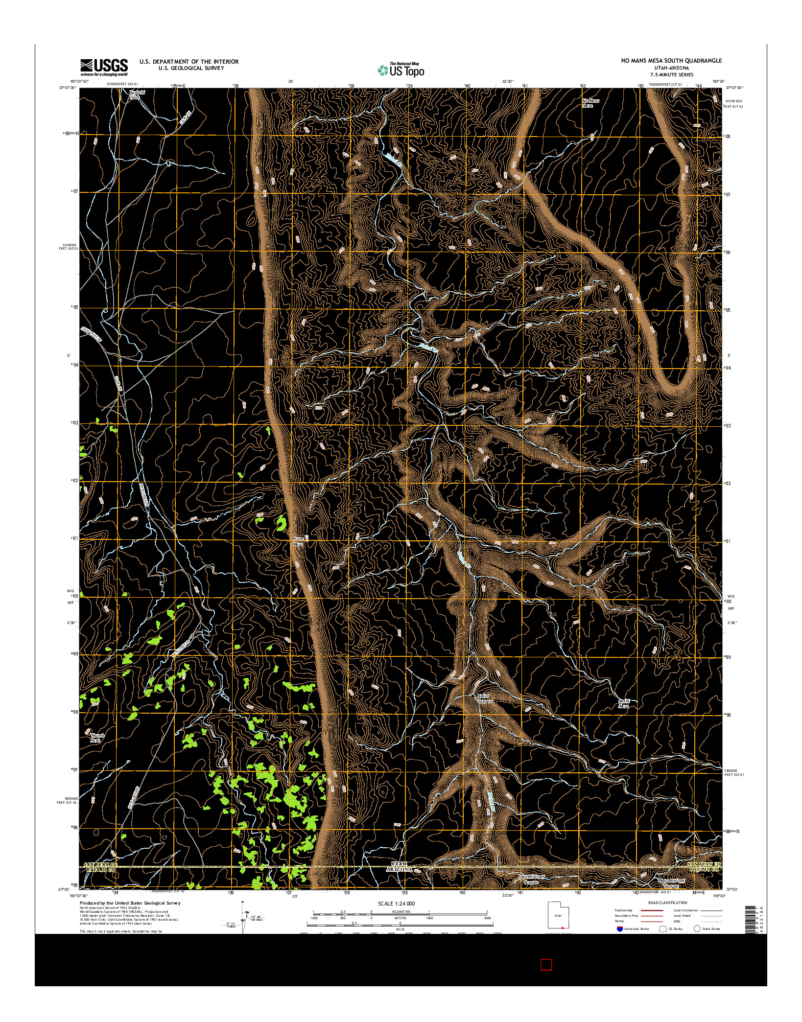 USGS US TOPO 7.5-MINUTE MAP FOR NO MANS MESA SOUTH, UT-AZ 2017