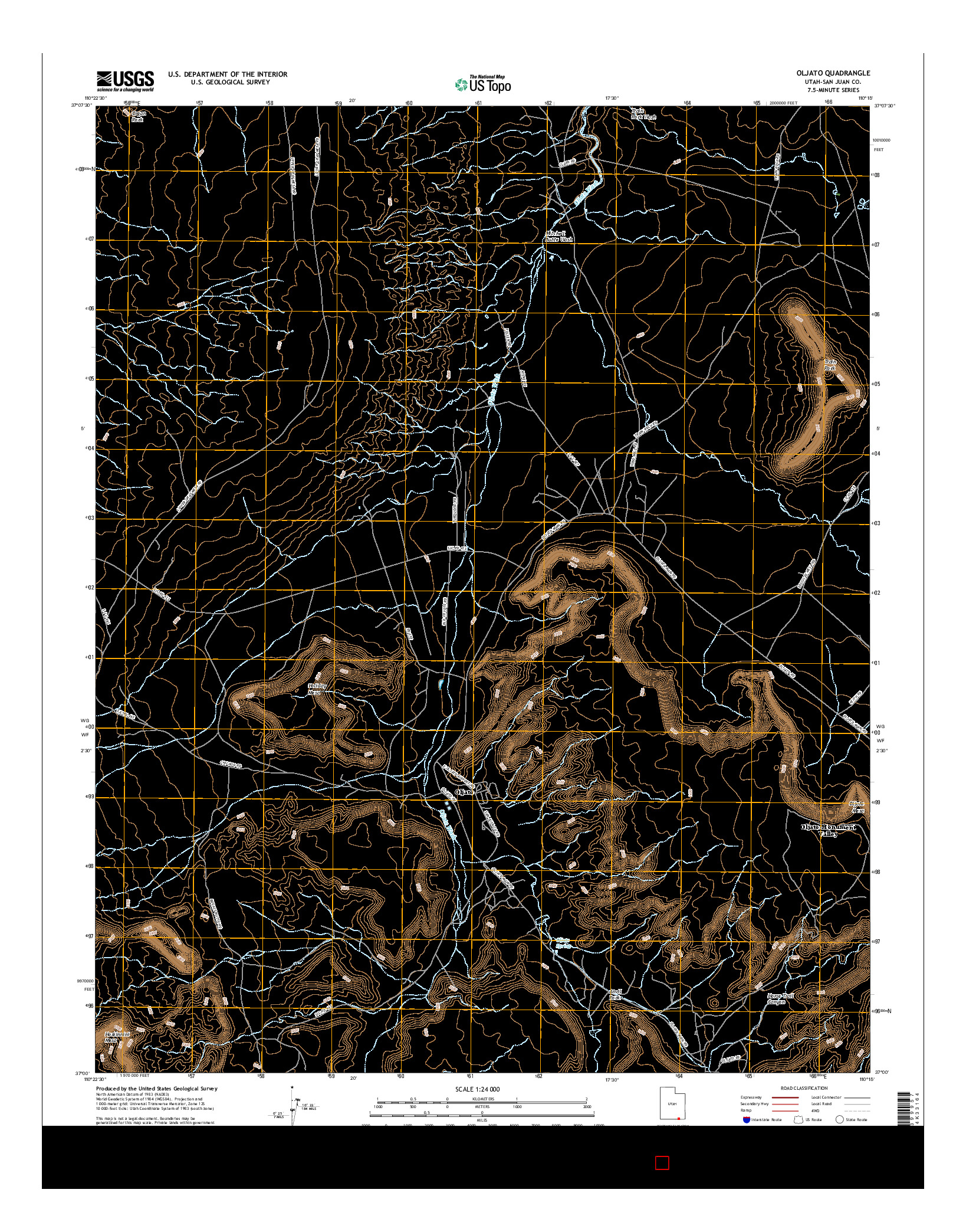 USGS US TOPO 7.5-MINUTE MAP FOR OLJATO, UT 2017