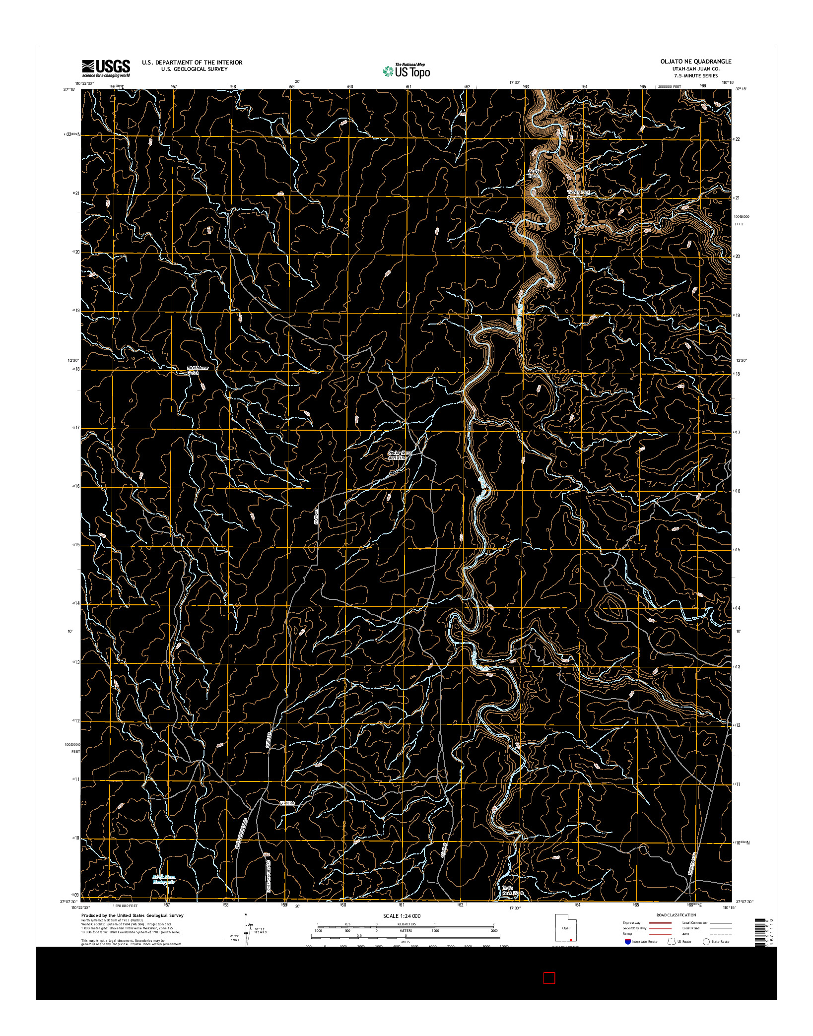 USGS US TOPO 7.5-MINUTE MAP FOR OLJATO NE, UT 2017