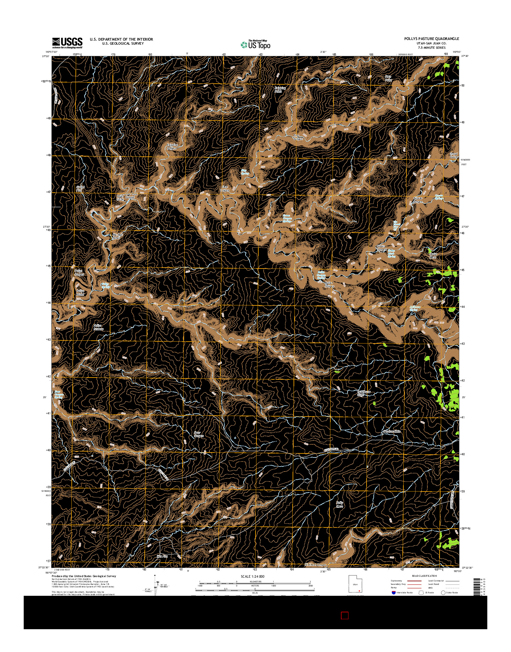 USGS US TOPO 7.5-MINUTE MAP FOR POLLYS PASTURE, UT 2017