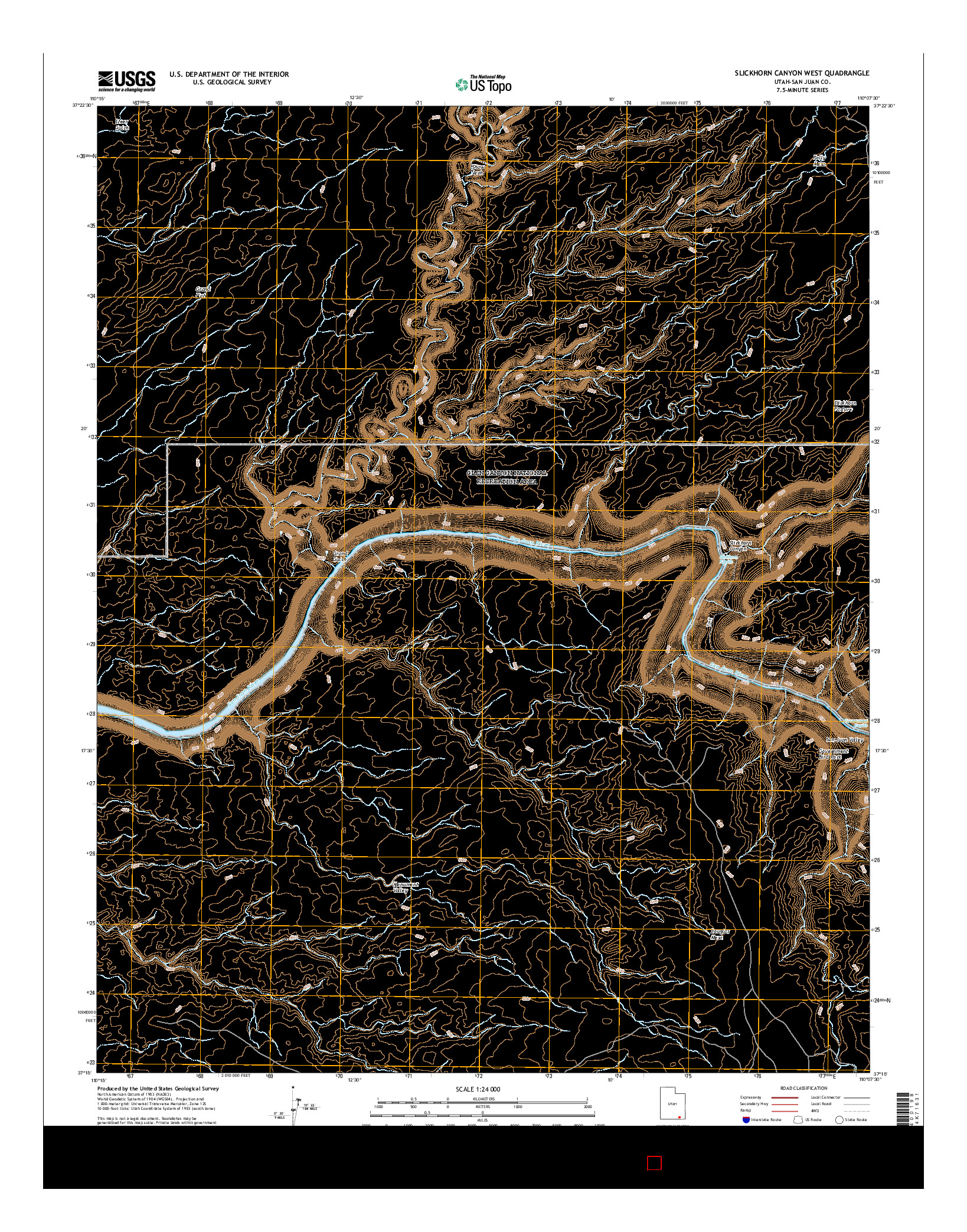 USGS US TOPO 7.5-MINUTE MAP FOR SLICKHORN CANYON WEST, UT 2017