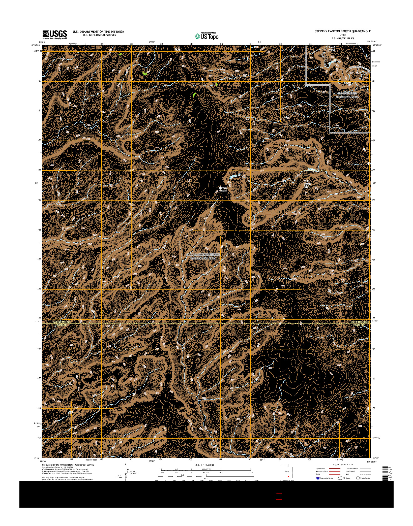 USGS US TOPO 7.5-MINUTE MAP FOR STEVENS CANYON NORTH, UT 2017