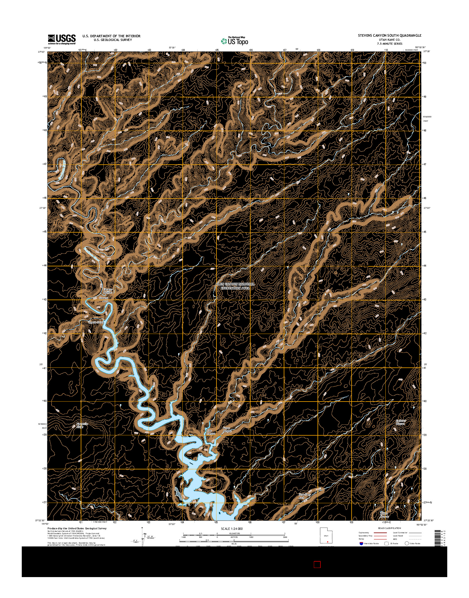 USGS US TOPO 7.5-MINUTE MAP FOR STEVENS CANYON SOUTH, UT 2017