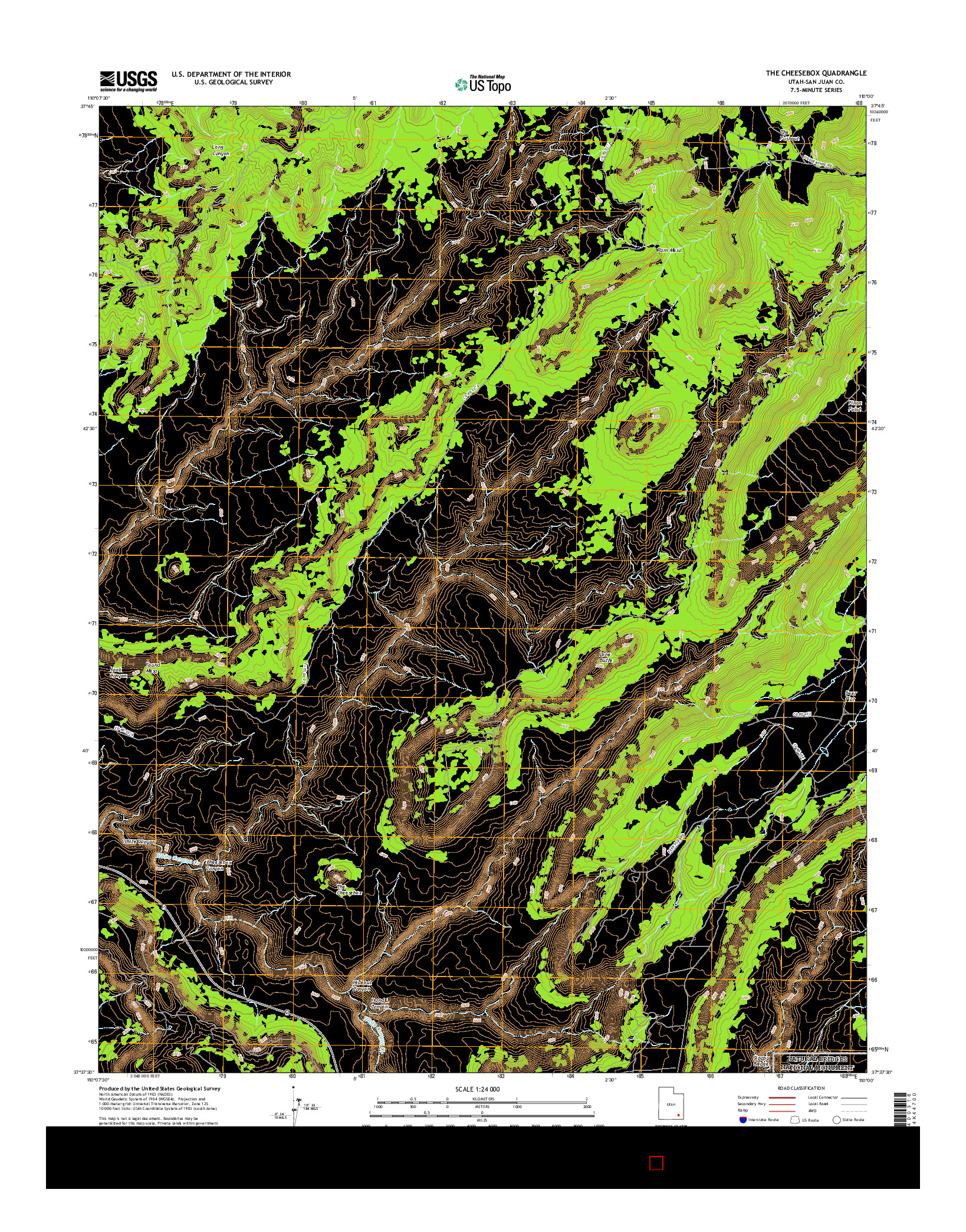 USGS US TOPO 7.5-MINUTE MAP FOR THE CHEESEBOX, UT 2017