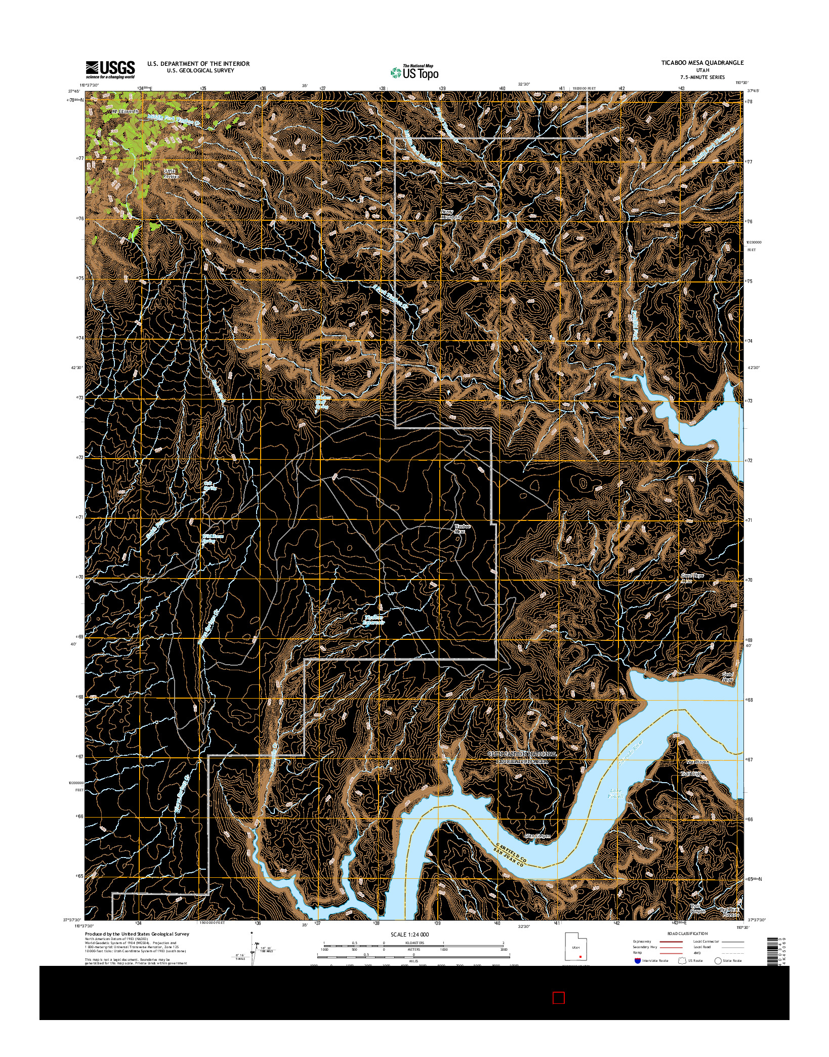 USGS US TOPO 7.5-MINUTE MAP FOR TICABOO MESA, UT 2017