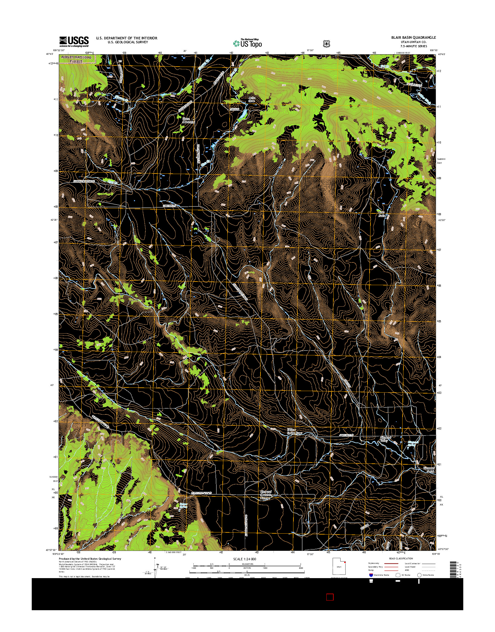 USGS US TOPO 7.5-MINUTE MAP FOR BLAIR BASIN, UT 2017