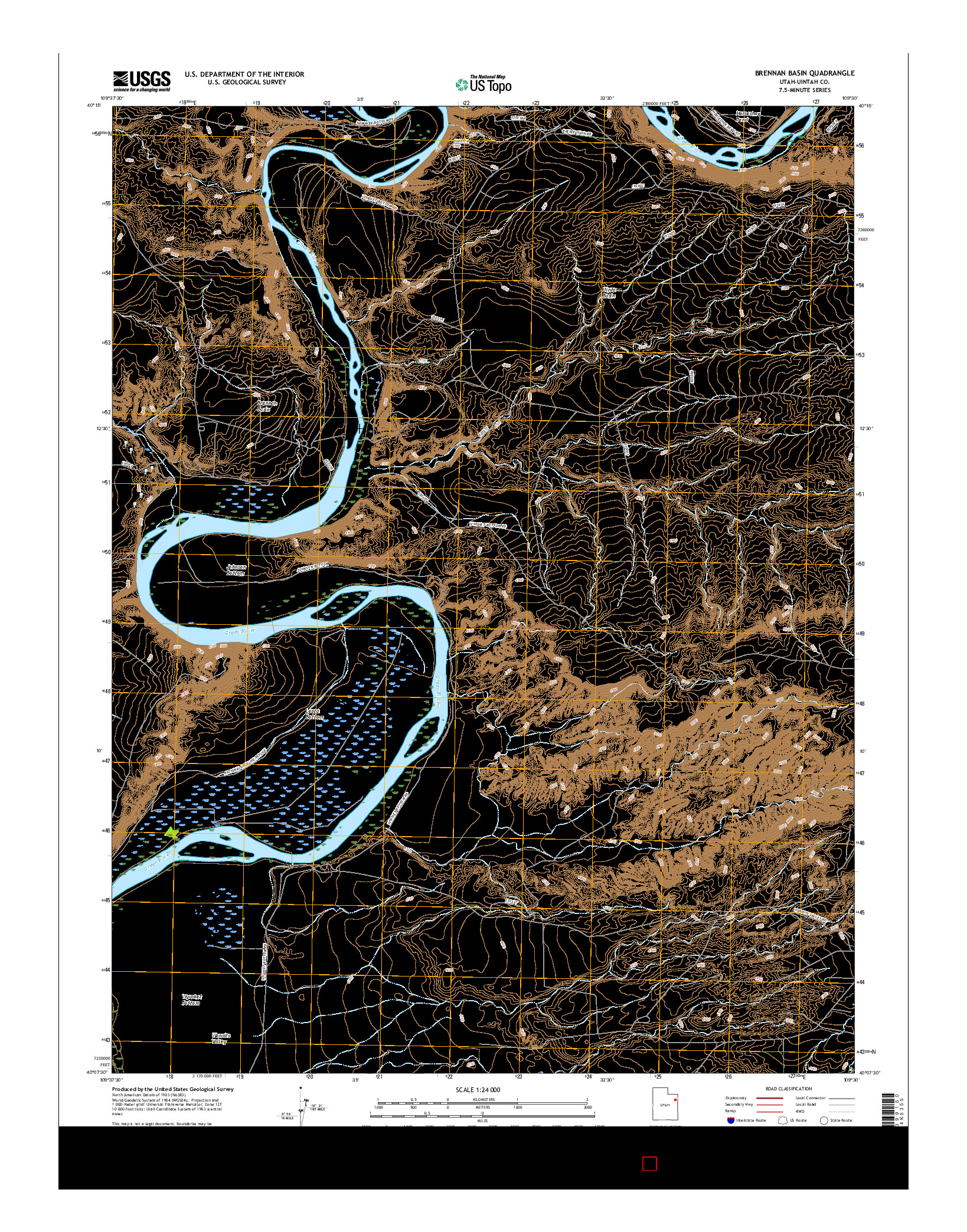 USGS US TOPO 7.5-MINUTE MAP FOR BRENNAN BASIN, UT 2017
