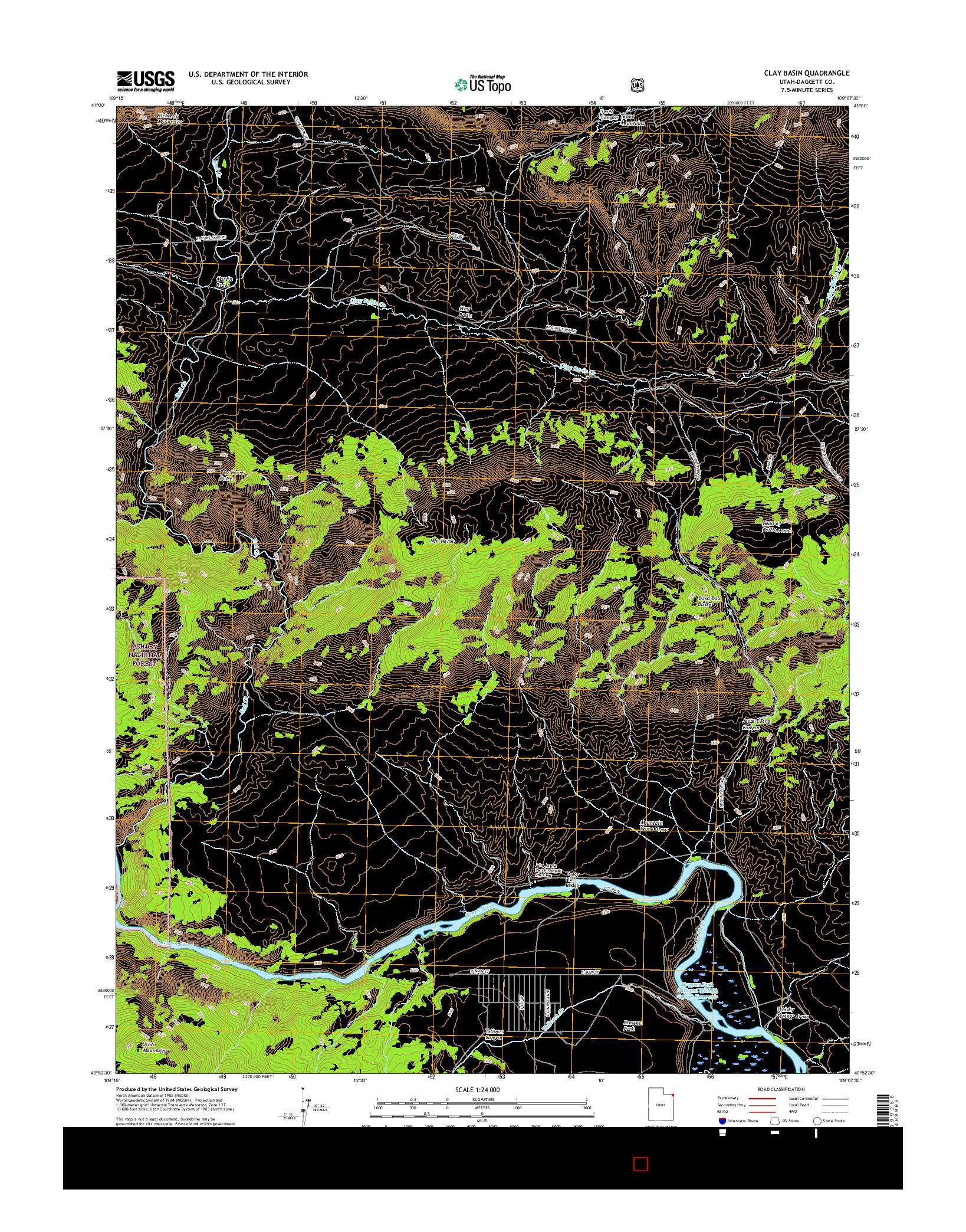 USGS US TOPO 7.5-MINUTE MAP FOR CLAY BASIN, UT 2017