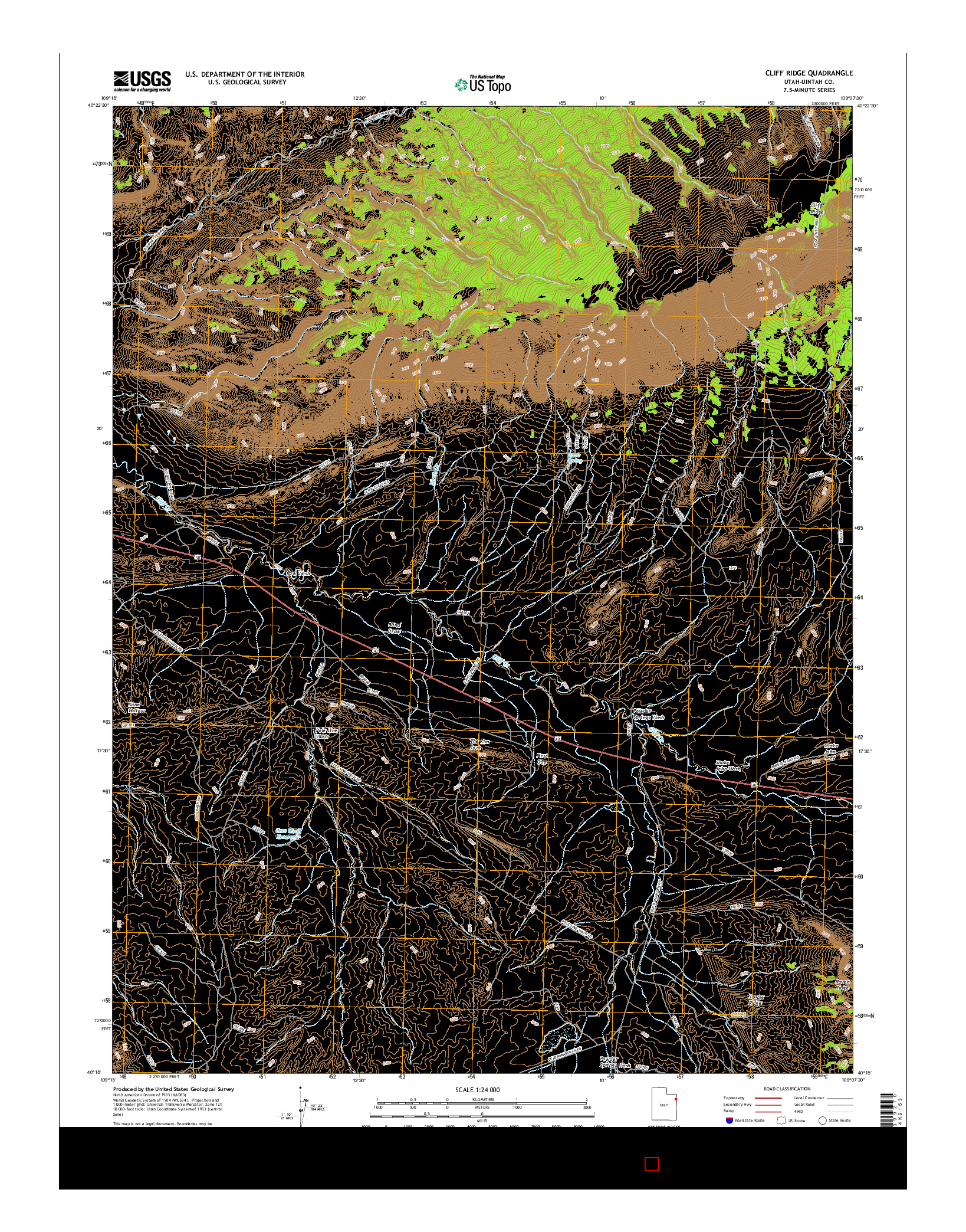 USGS US TOPO 7.5-MINUTE MAP FOR CLIFF RIDGE, UT 2017