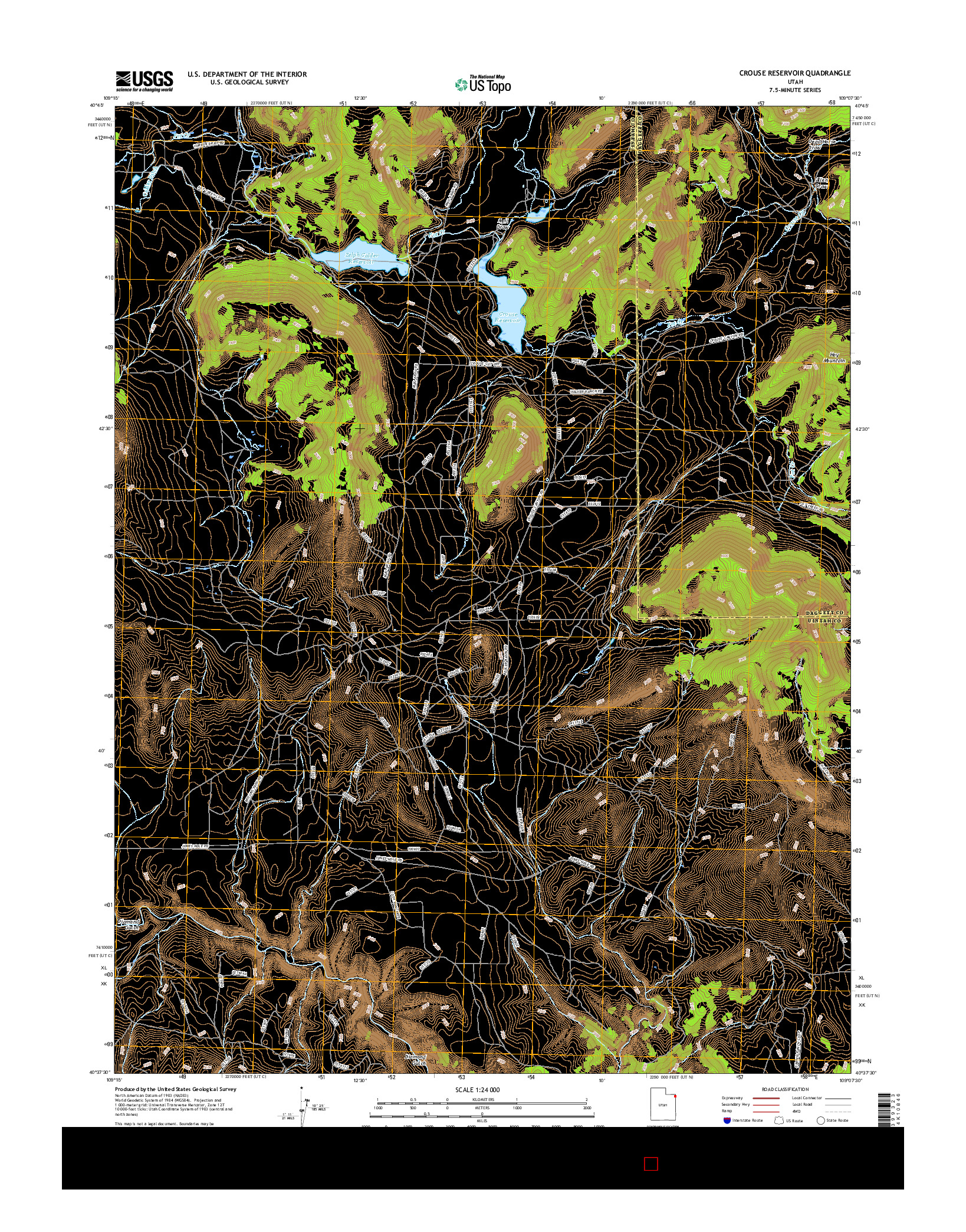 USGS US TOPO 7.5-MINUTE MAP FOR CROUSE RESERVOIR, UT 2017
