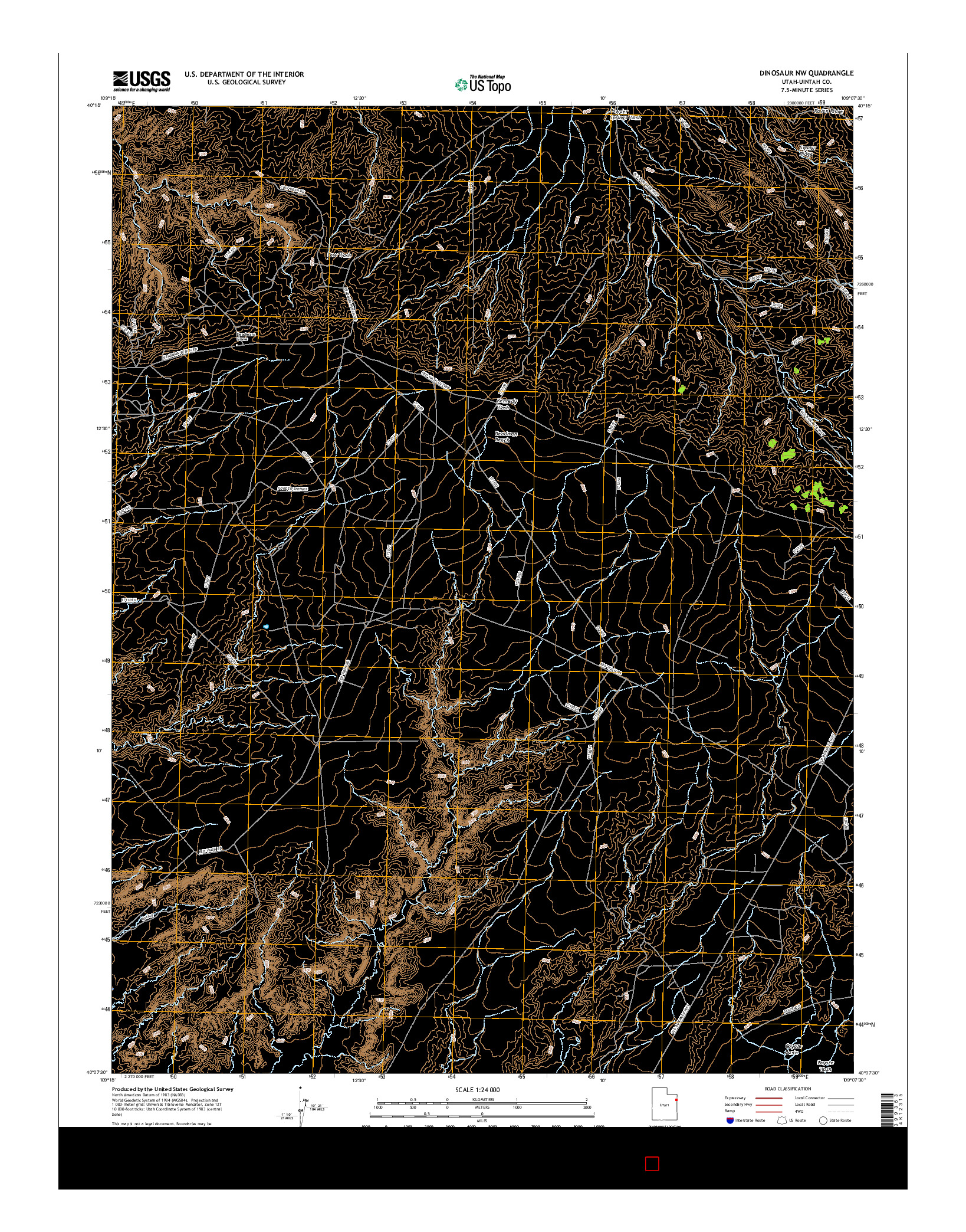 USGS US TOPO 7.5-MINUTE MAP FOR DINOSAUR NW, UT 2017