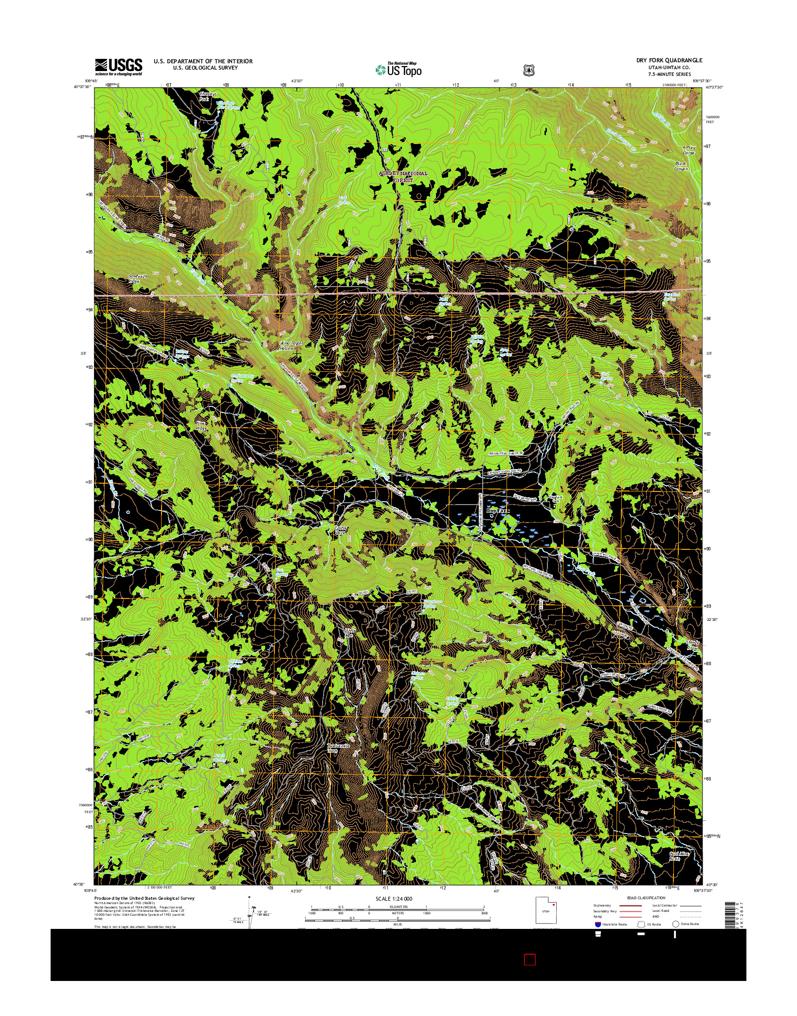 USGS US TOPO 7.5-MINUTE MAP FOR DRY FORK, UT 2017