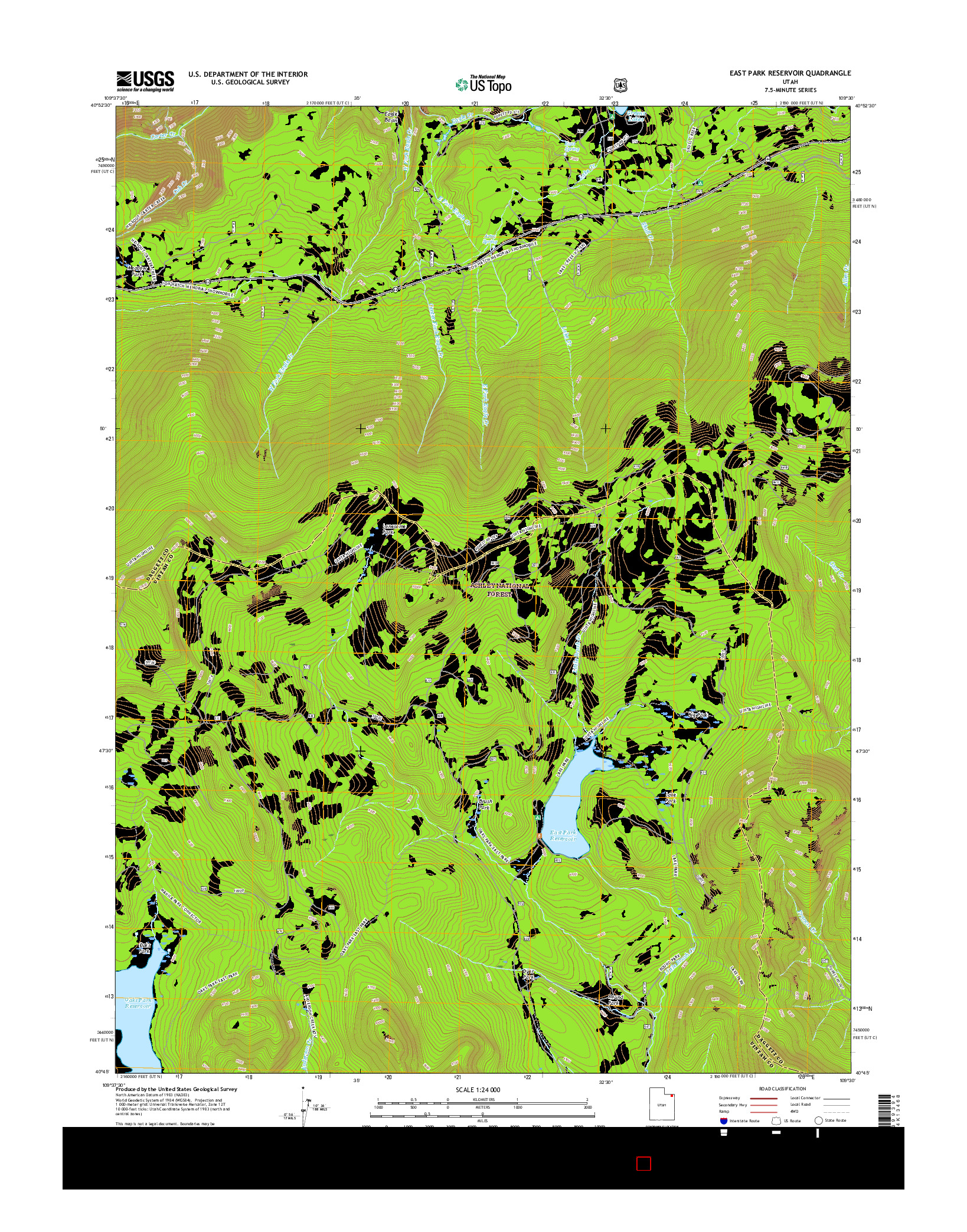 USGS US TOPO 7.5-MINUTE MAP FOR EAST PARK RESERVOIR, UT 2017