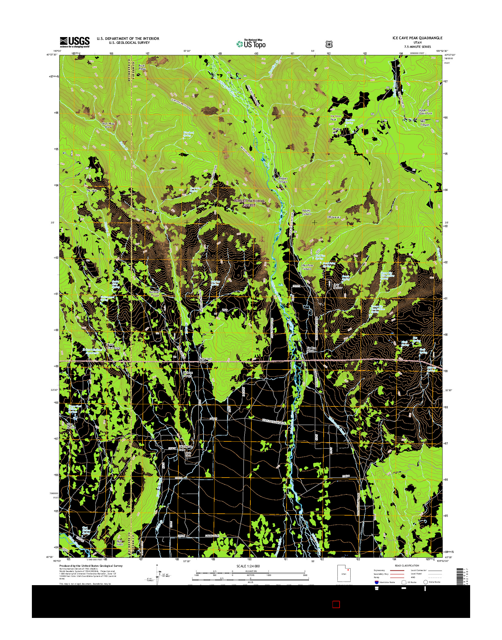 USGS US TOPO 7.5-MINUTE MAP FOR ICE CAVE PEAK, UT 2017