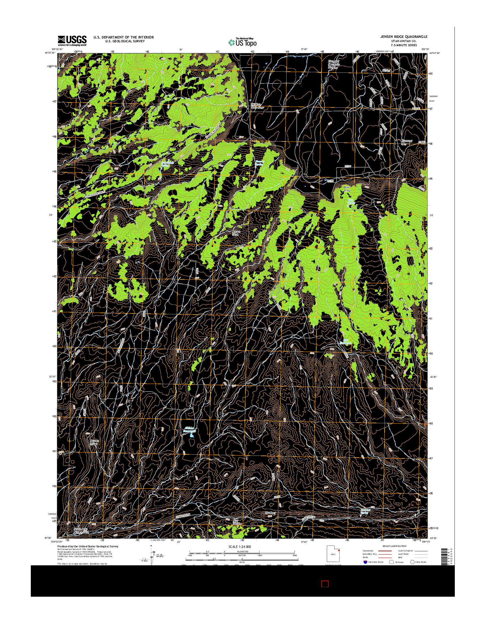 USGS US TOPO 7.5-MINUTE MAP FOR JENSEN RIDGE, UT 2017