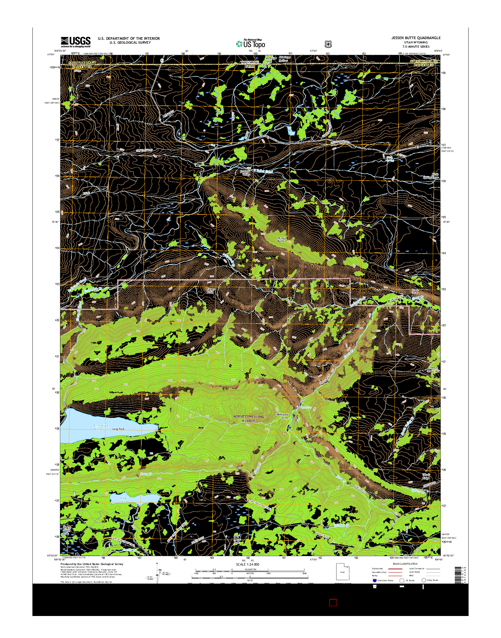 USGS US TOPO 7.5-MINUTE MAP FOR JESSEN BUTTE, UT-WY 2017