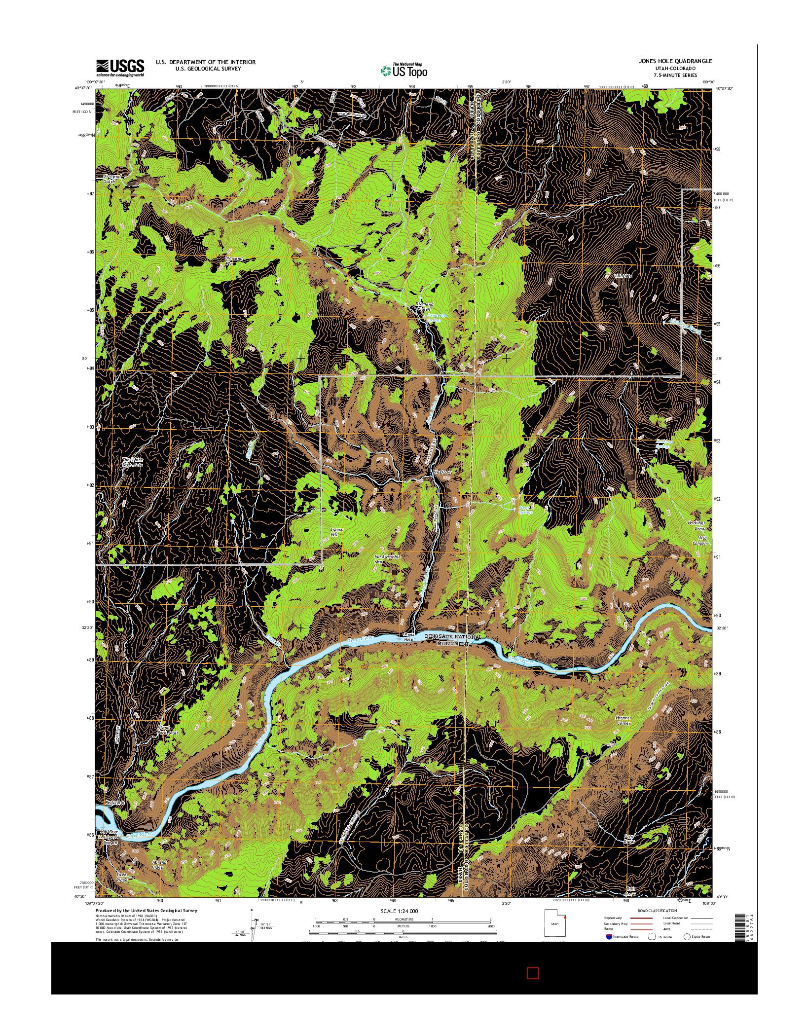 USGS US TOPO 7.5-MINUTE MAP FOR JONES HOLE, UT-CO 2017