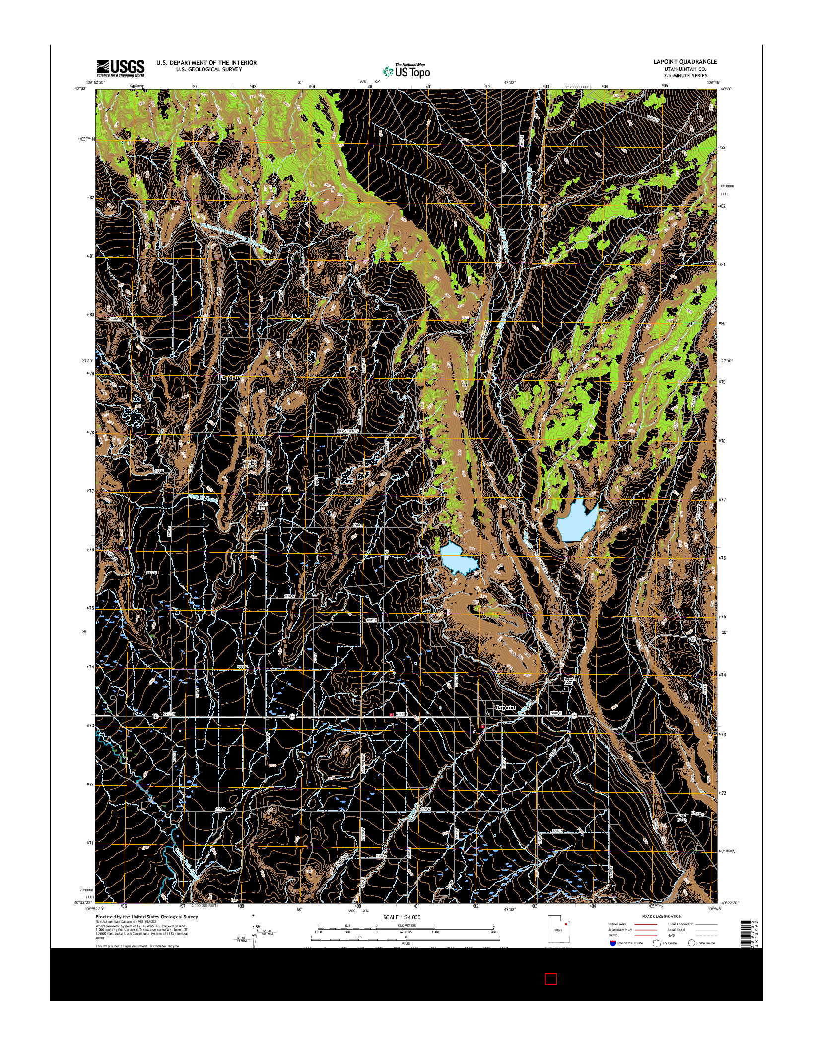 USGS US TOPO 7.5-MINUTE MAP FOR LAPOINT, UT 2017