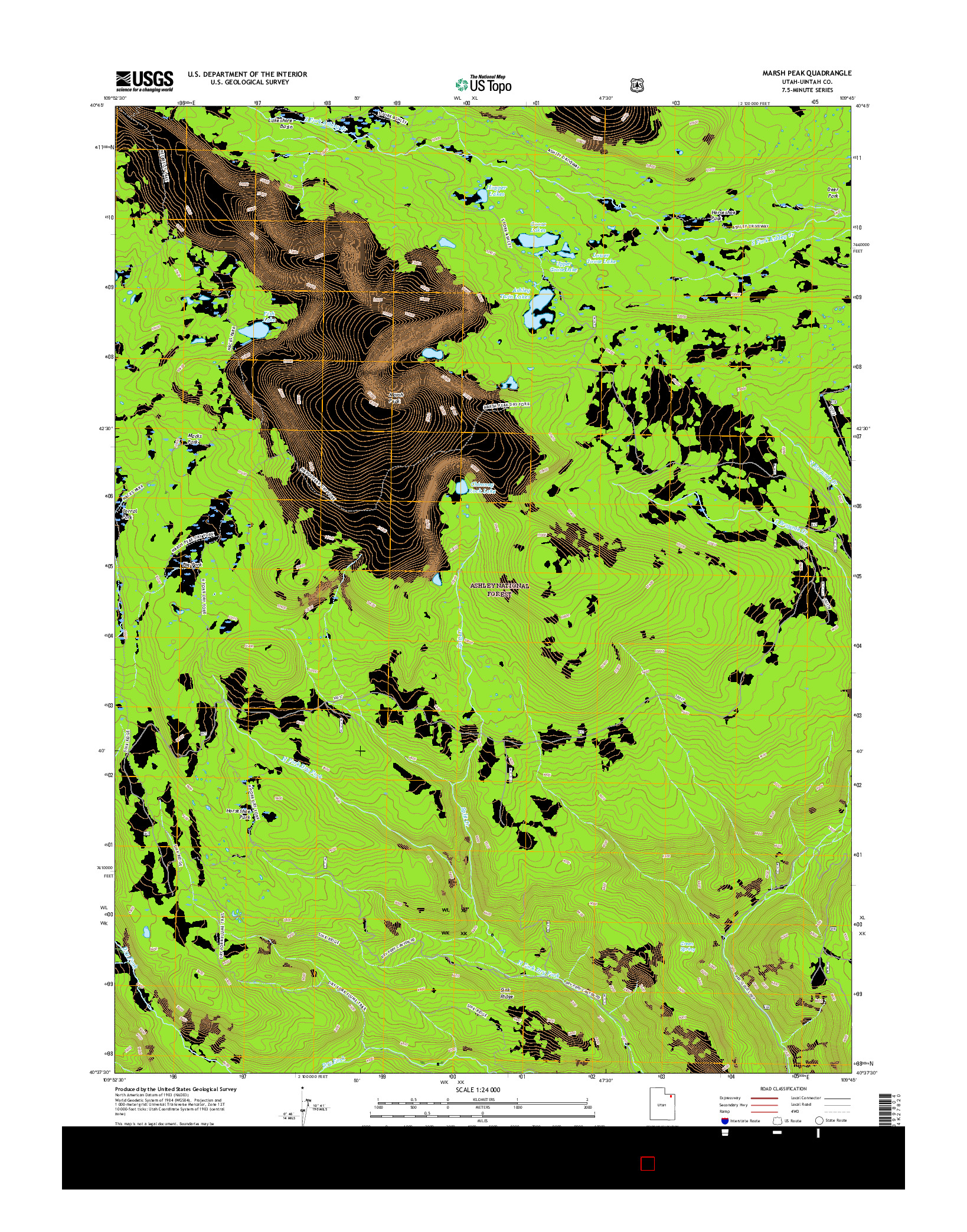 USGS US TOPO 7.5-MINUTE MAP FOR MARSH PEAK, UT 2017