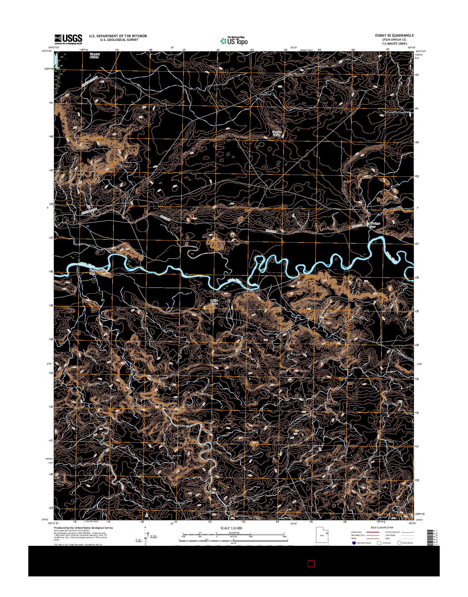 USGS US TOPO 7.5-MINUTE MAP FOR OURAY SE, UT 2017