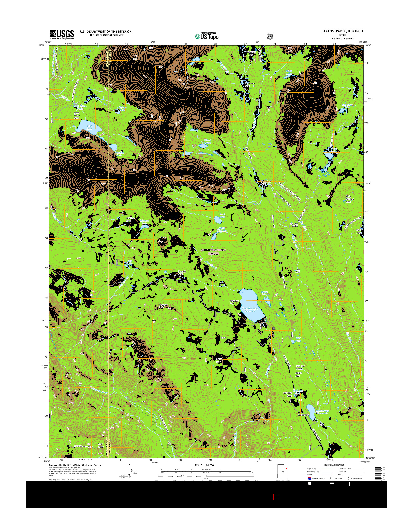 USGS US TOPO 7.5-MINUTE MAP FOR PARADISE PARK, UT 2017