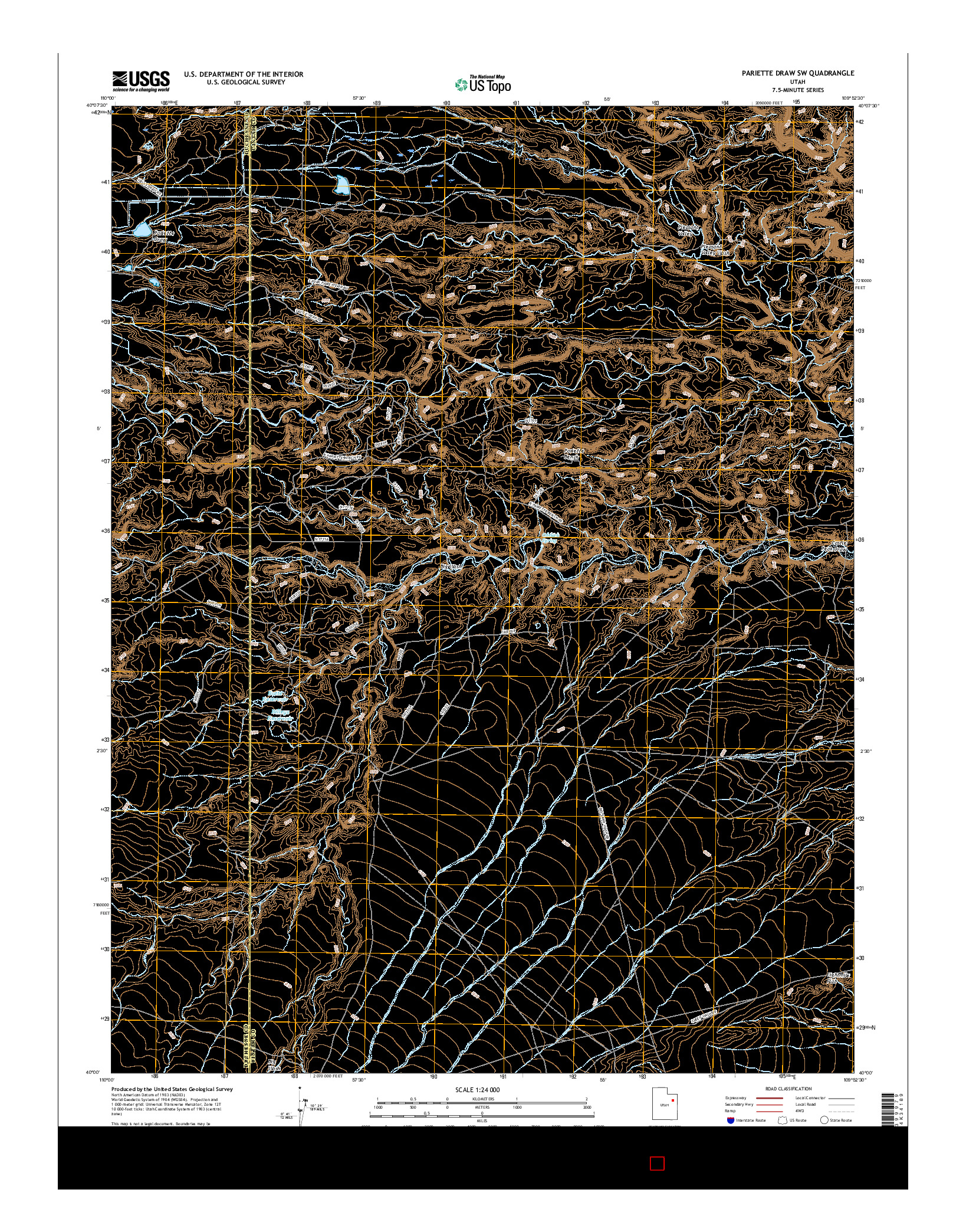 USGS US TOPO 7.5-MINUTE MAP FOR PARIETTE DRAW SW, UT 2017