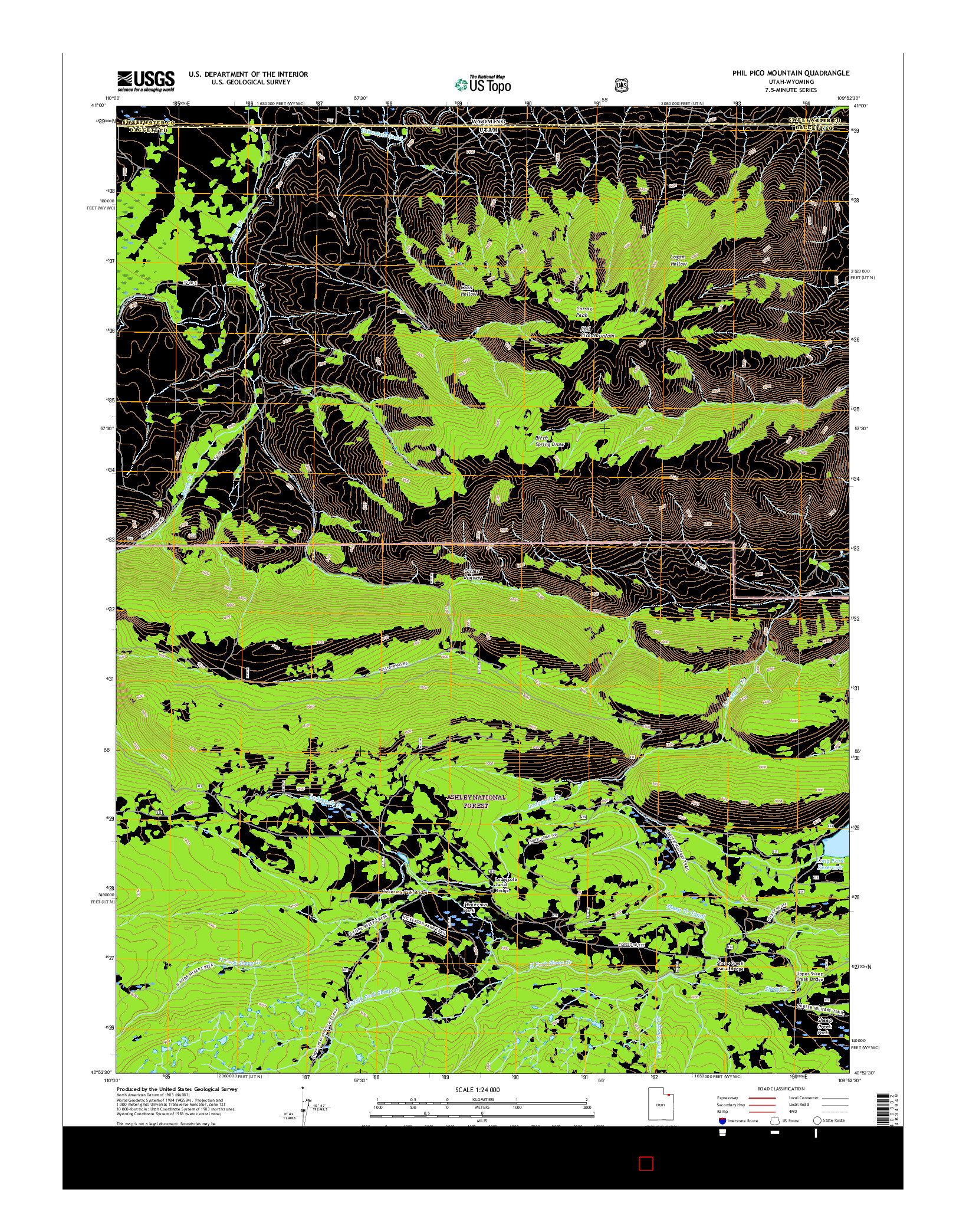 USGS US TOPO 7.5-MINUTE MAP FOR PHIL PICO MOUNTAIN, UT-WY 2017