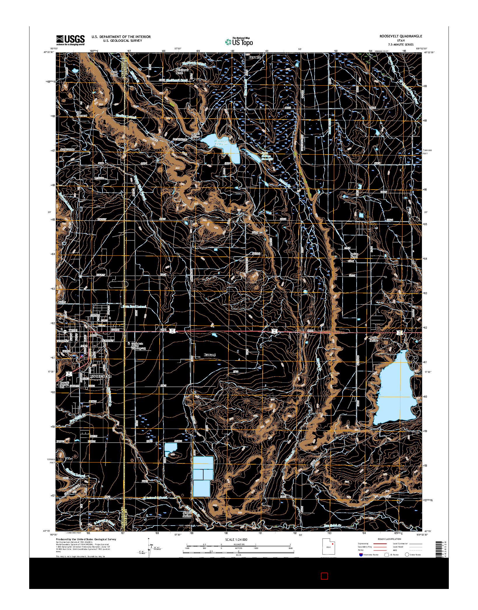 USGS US TOPO 7.5-MINUTE MAP FOR ROOSEVELT, UT 2017