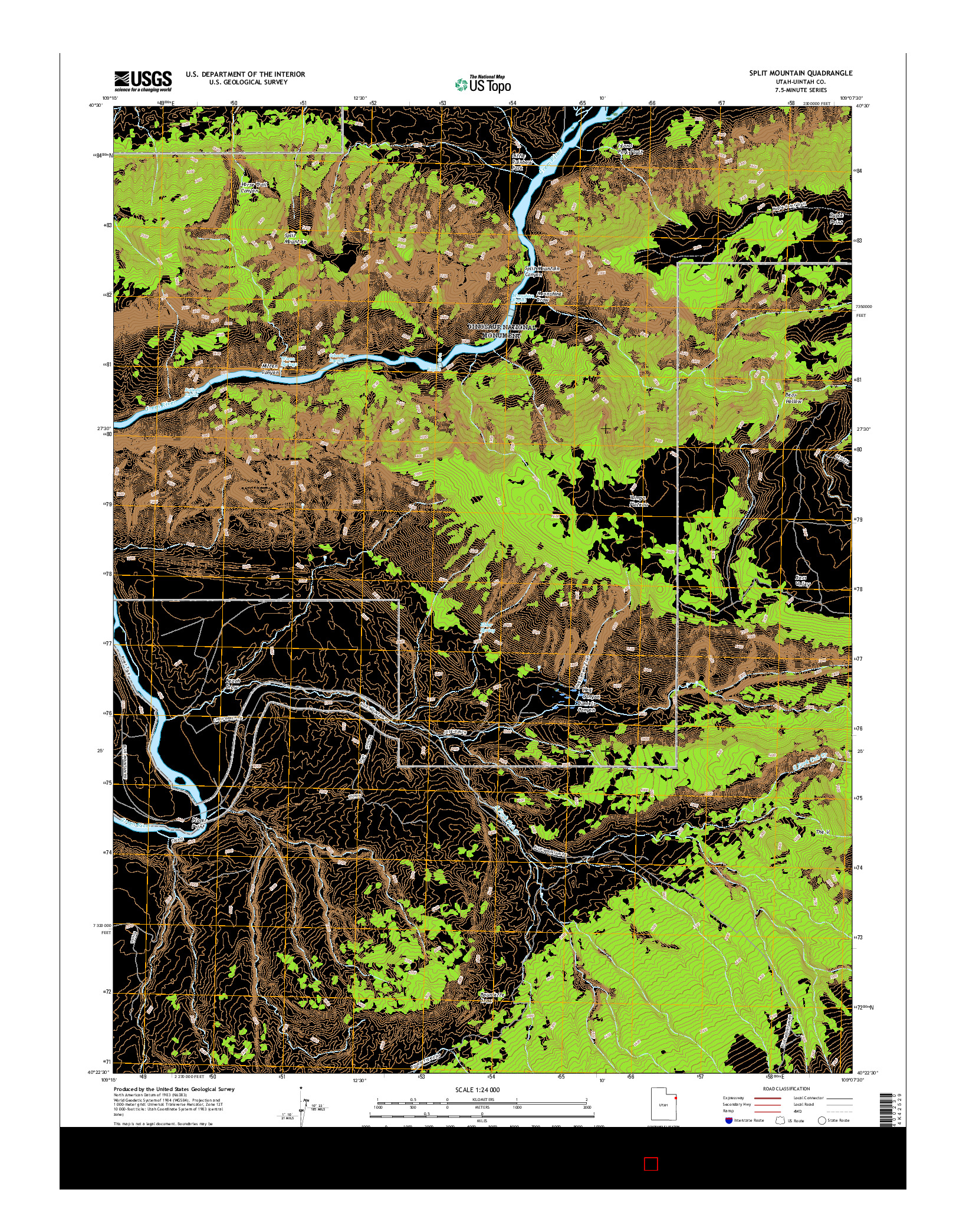 USGS US TOPO 7.5-MINUTE MAP FOR SPLIT MOUNTAIN, UT 2017