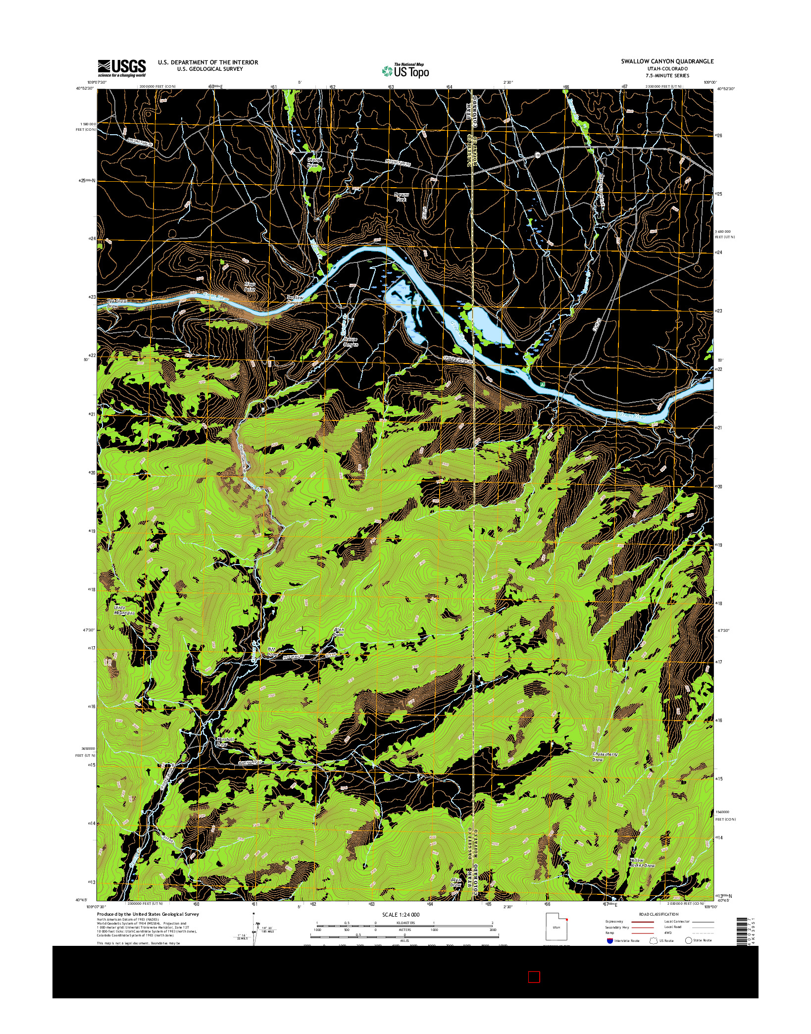 USGS US TOPO 7.5-MINUTE MAP FOR SWALLOW CANYON, UT-CO 2017