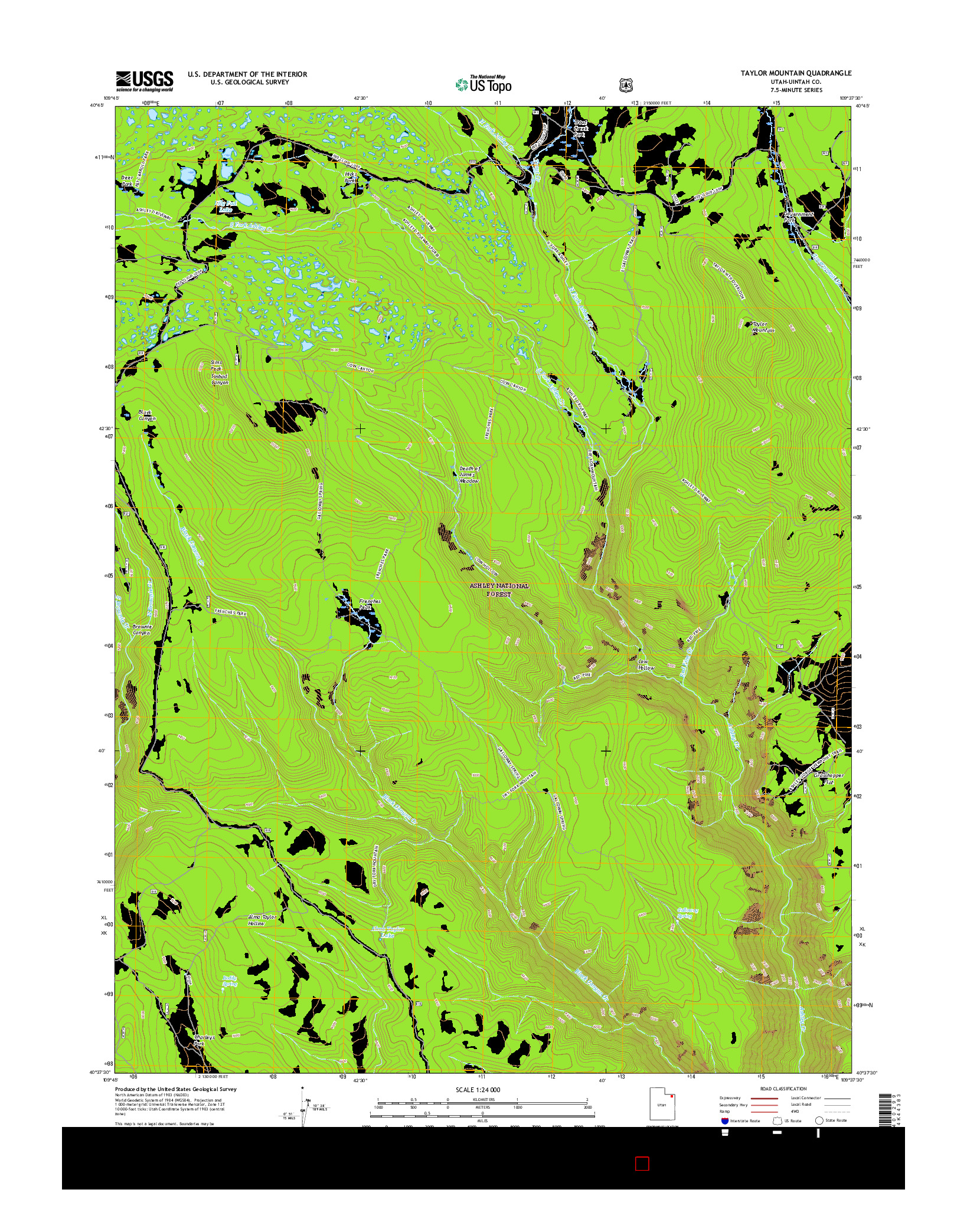 USGS US TOPO 7.5-MINUTE MAP FOR TAYLOR MOUNTAIN, UT 2017